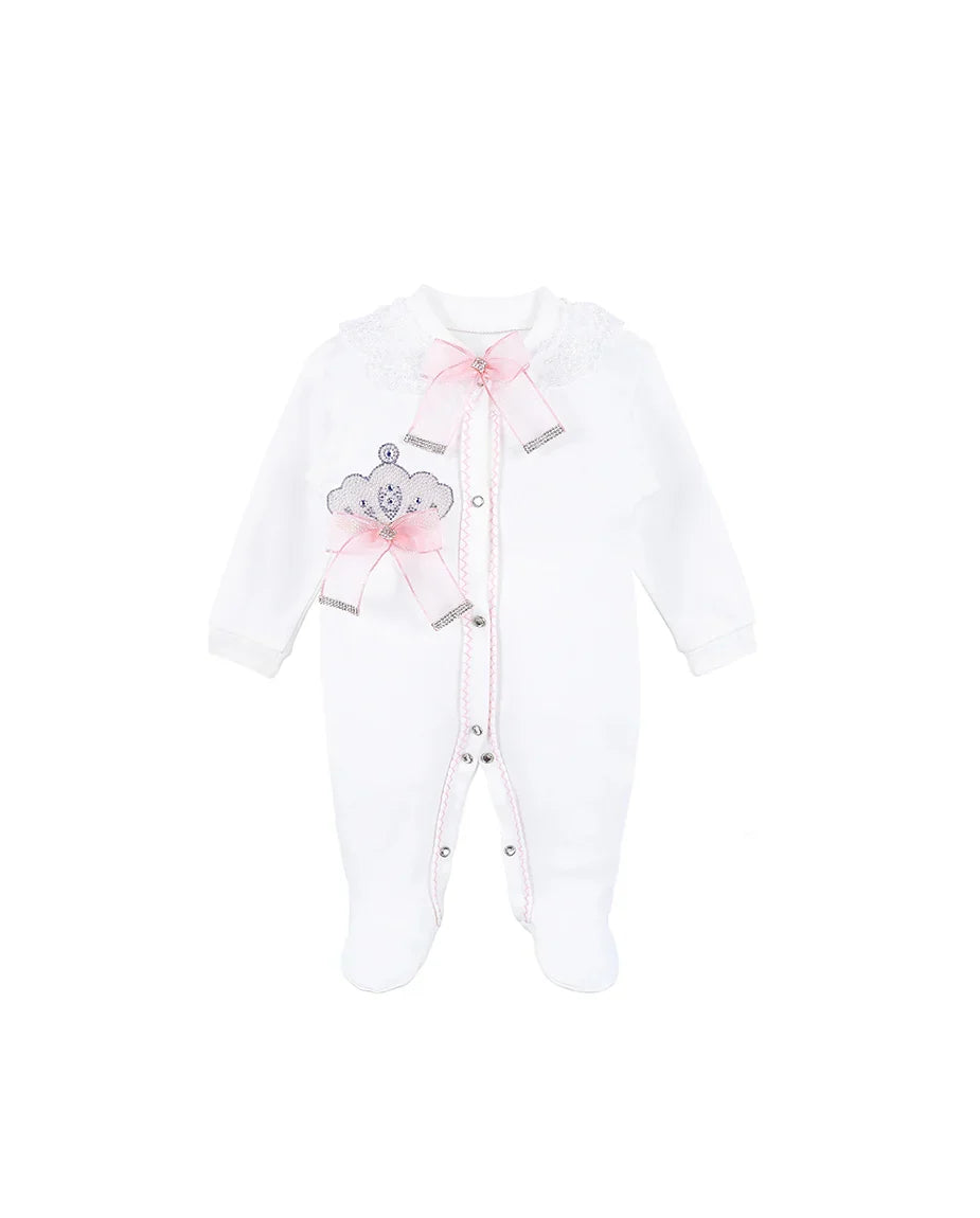 Jeweled Crown Layette Gift Set for Baby Girls: 3 Pieces