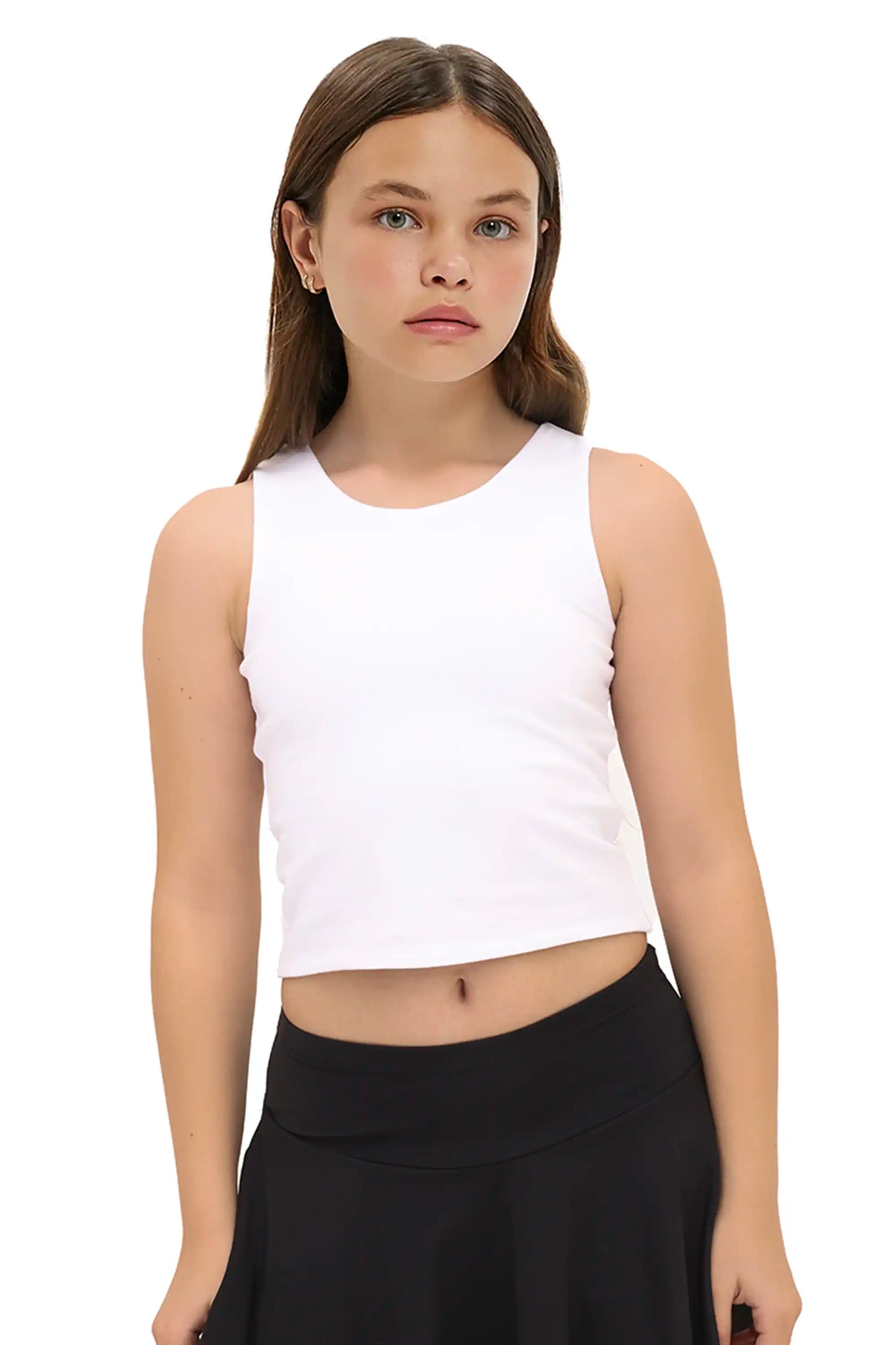 Girls' Double Lined Sleeveless Basic Crop Tank Top