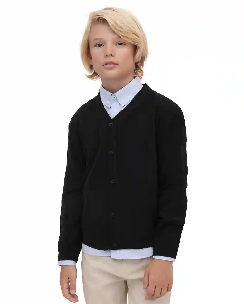 Little Boys Basic Long Sleeve V-Neck Classic Knit Cardigan Sweater