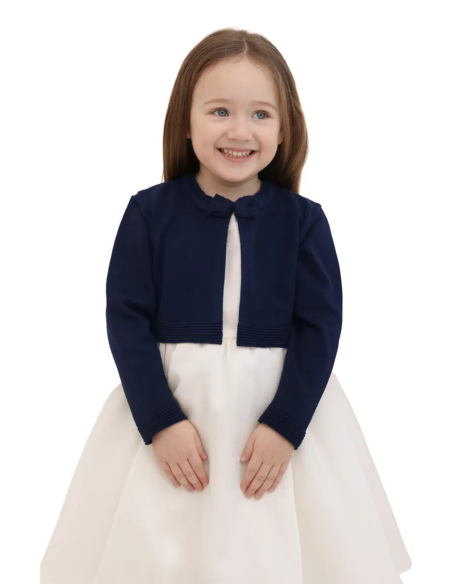 Little Girls' Long Sleeve Bowknot Closure Bolero Cardigan