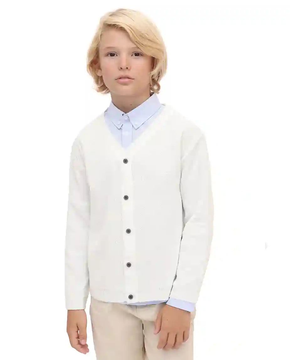 Little Boys Basic Long Sleeve V-Neck Classic Knit Cardigan Sweater