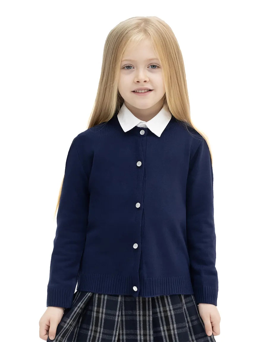 Girls Knit Pearl Buttoned Cardigan Sweater