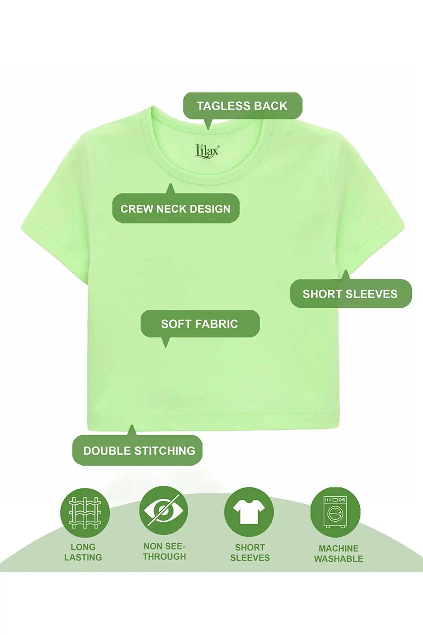 Girls Short Sleeve Crewneck Crop Top Tee