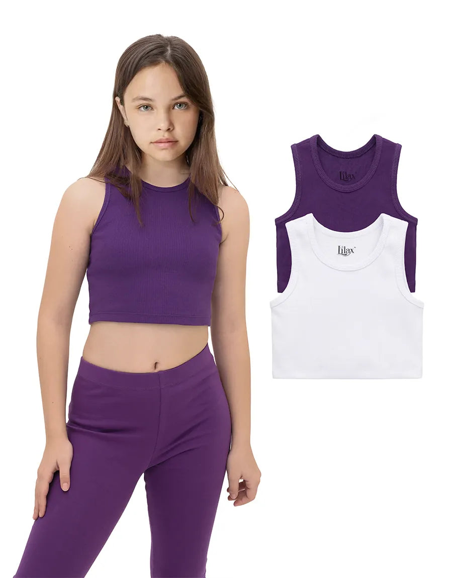 Girls 2-Pack Basic Cropped Tank Top