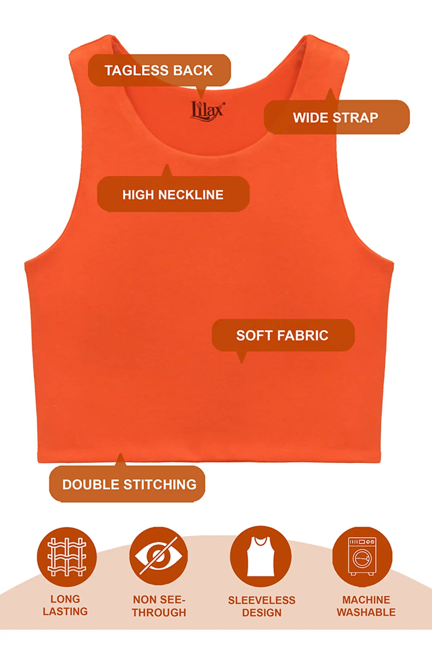 Girls' Double Lined Sleeveless Basic Crop Tank Top