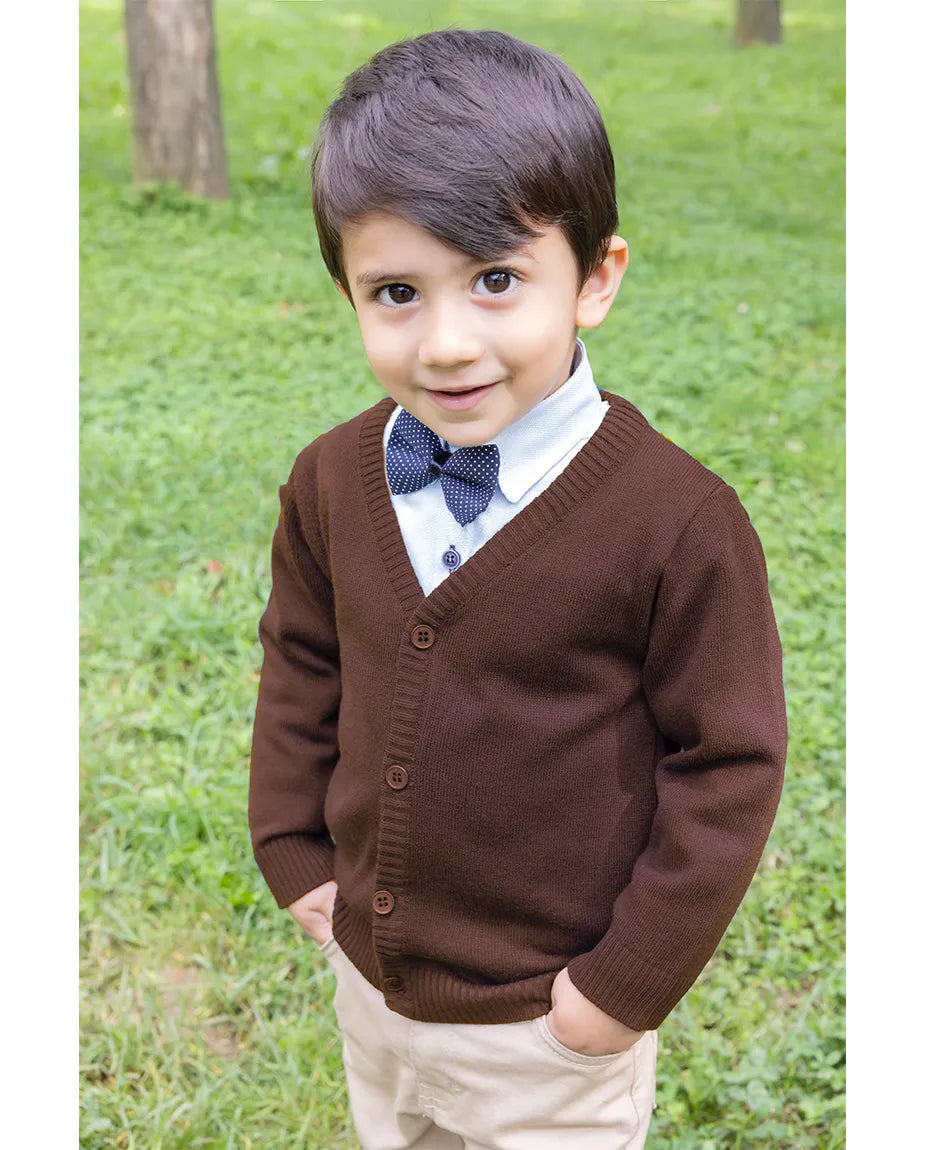 V-Neck Cardigan Sweater for Boys - Featuring Button Closure, Toddler to Youth