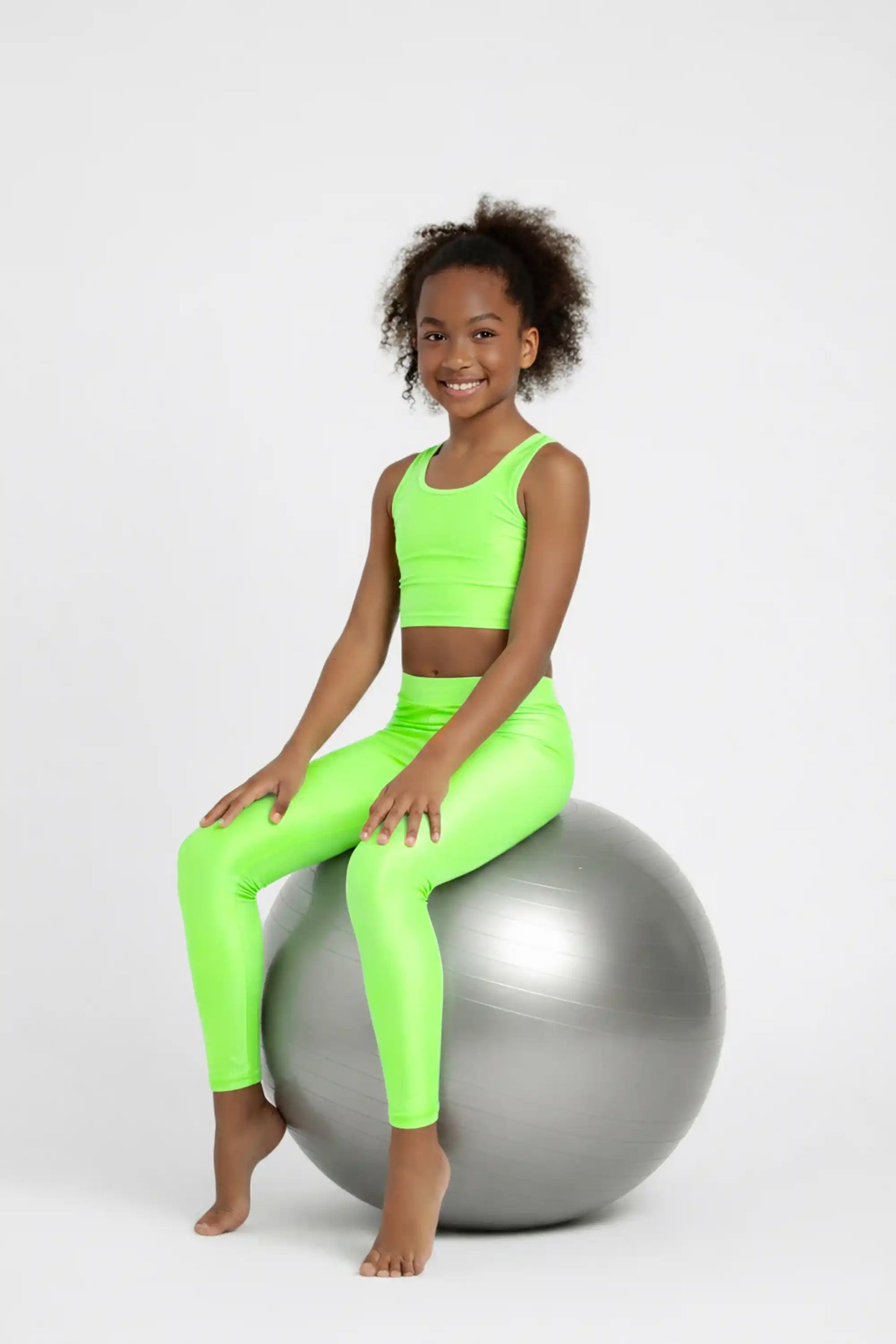Girls Shiny High Waisted Leggings – Dance & Gymnastics Stretch Tights