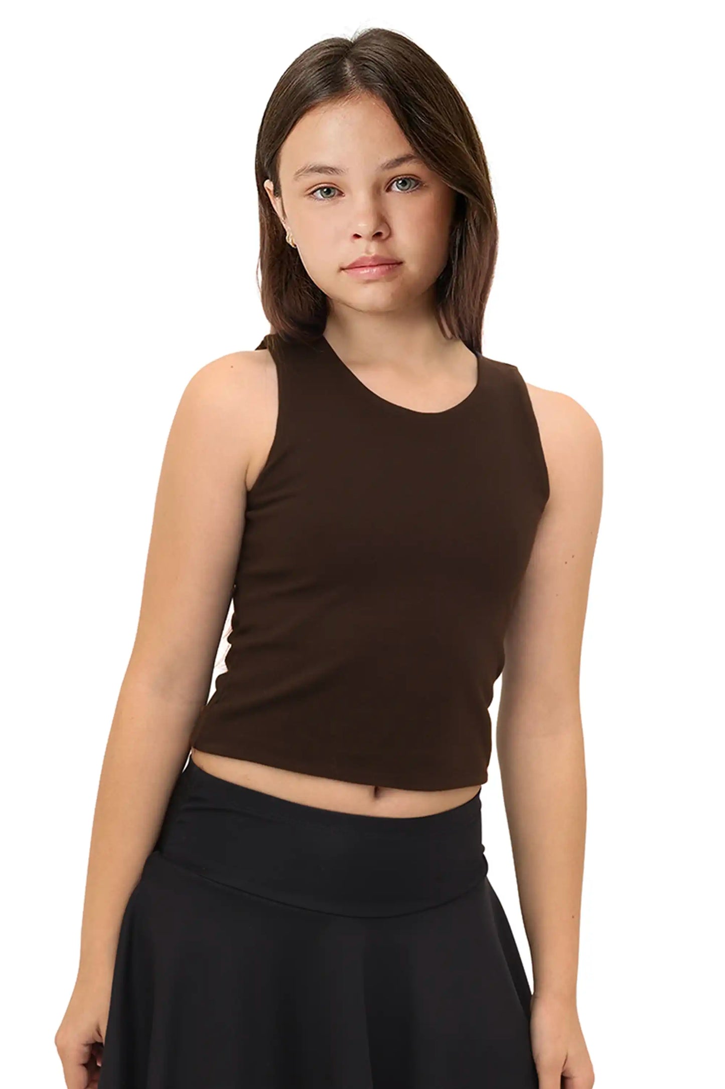 Girls' Double Lined Sleeveless Basic Crop Tank Top