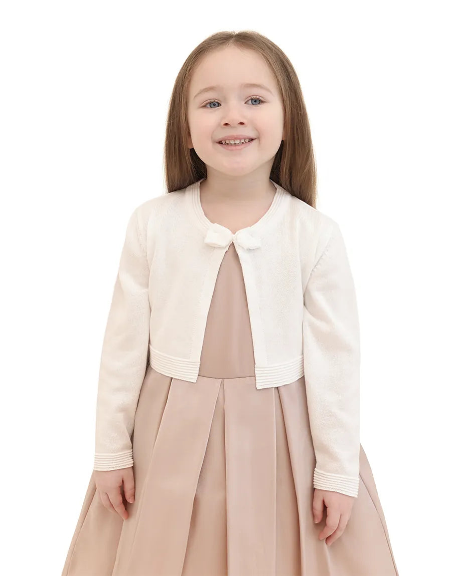 Little Girls' Long Sleeve Bowknot Closure Bolero Cardigan