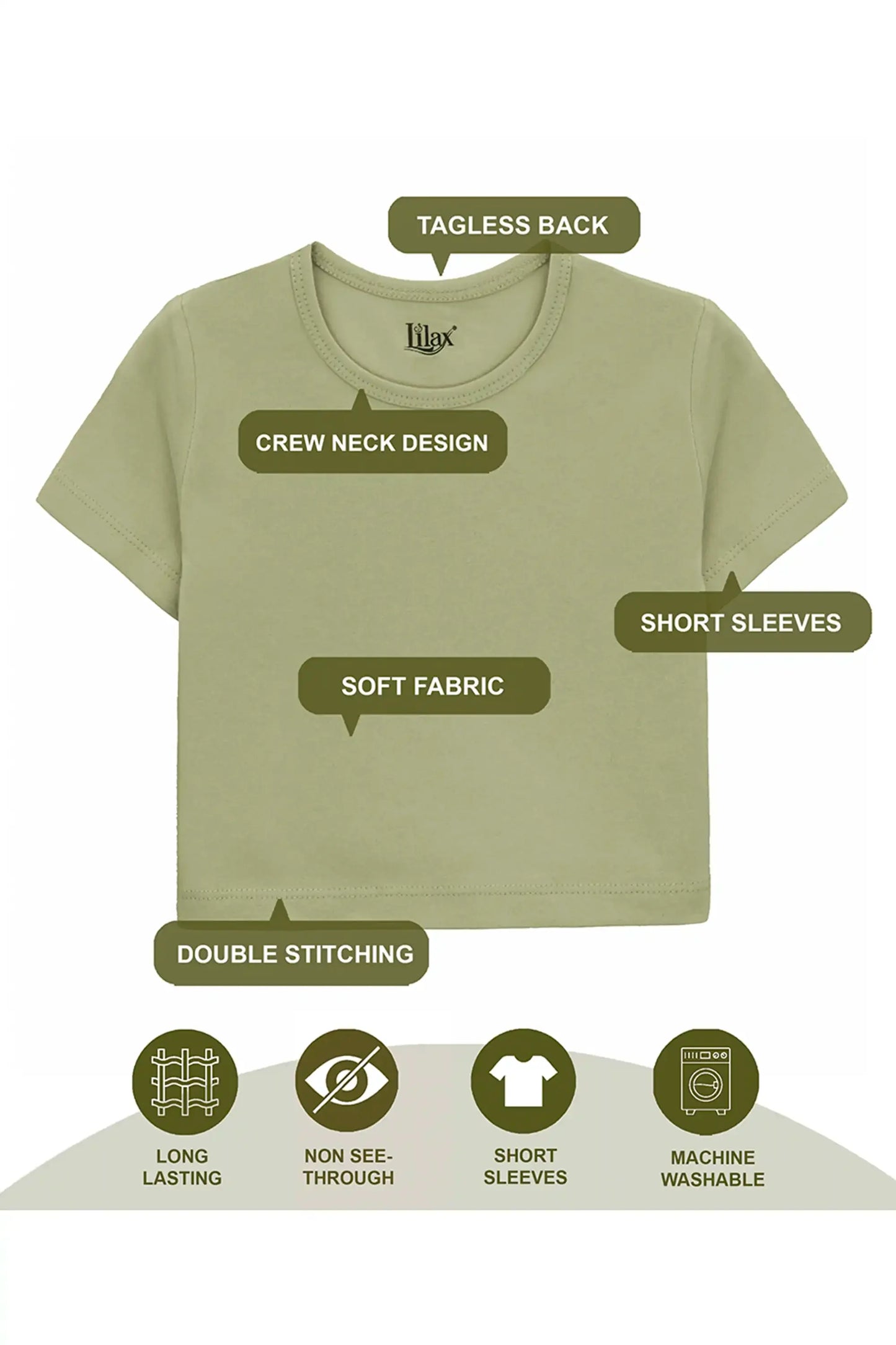 Girls Short Sleeve Crewneck Crop Top Tee