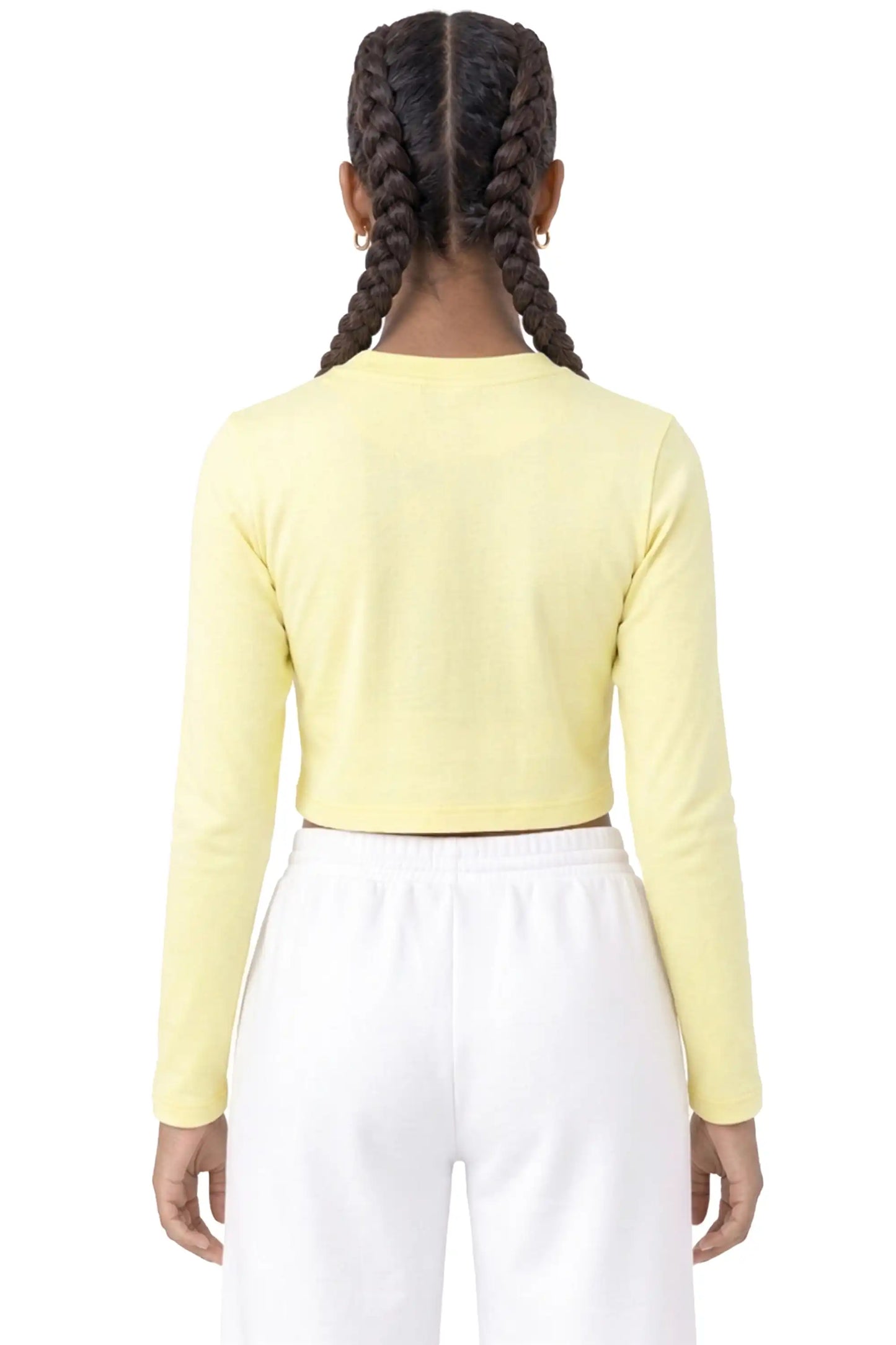 Girls' Long Sleeve Crop Top – Soft Cotton, 4-Way Stretch, Breathable Everyday Tee