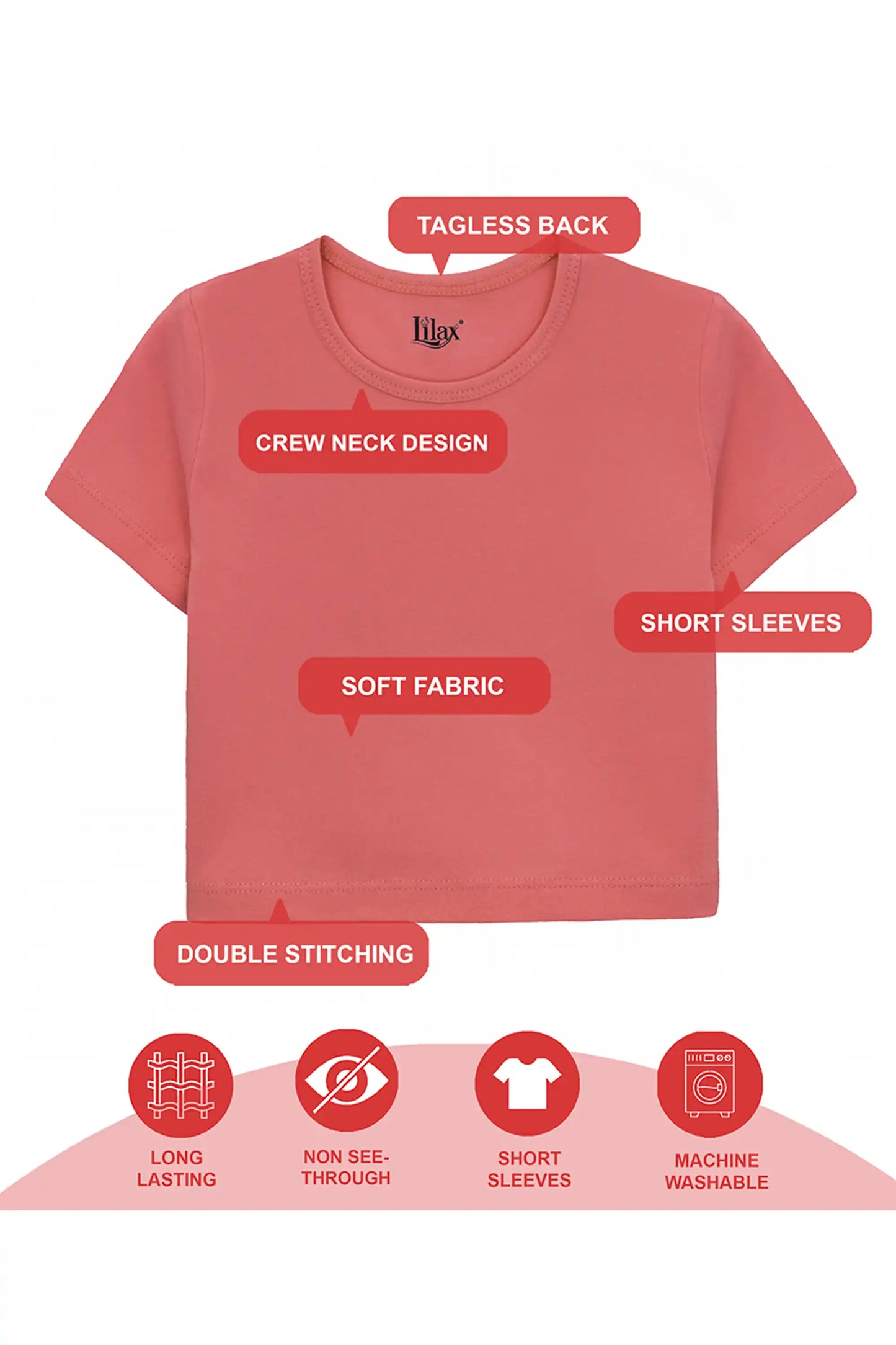 Girls Short Sleeve Crewneck Crop Top Tee