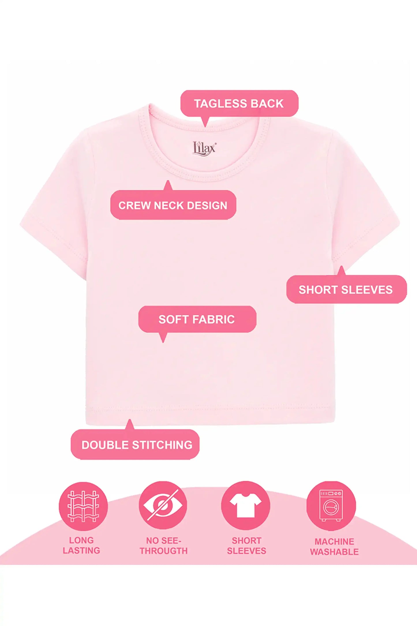 Girls Short Sleeve Crewneck Crop Top Tee