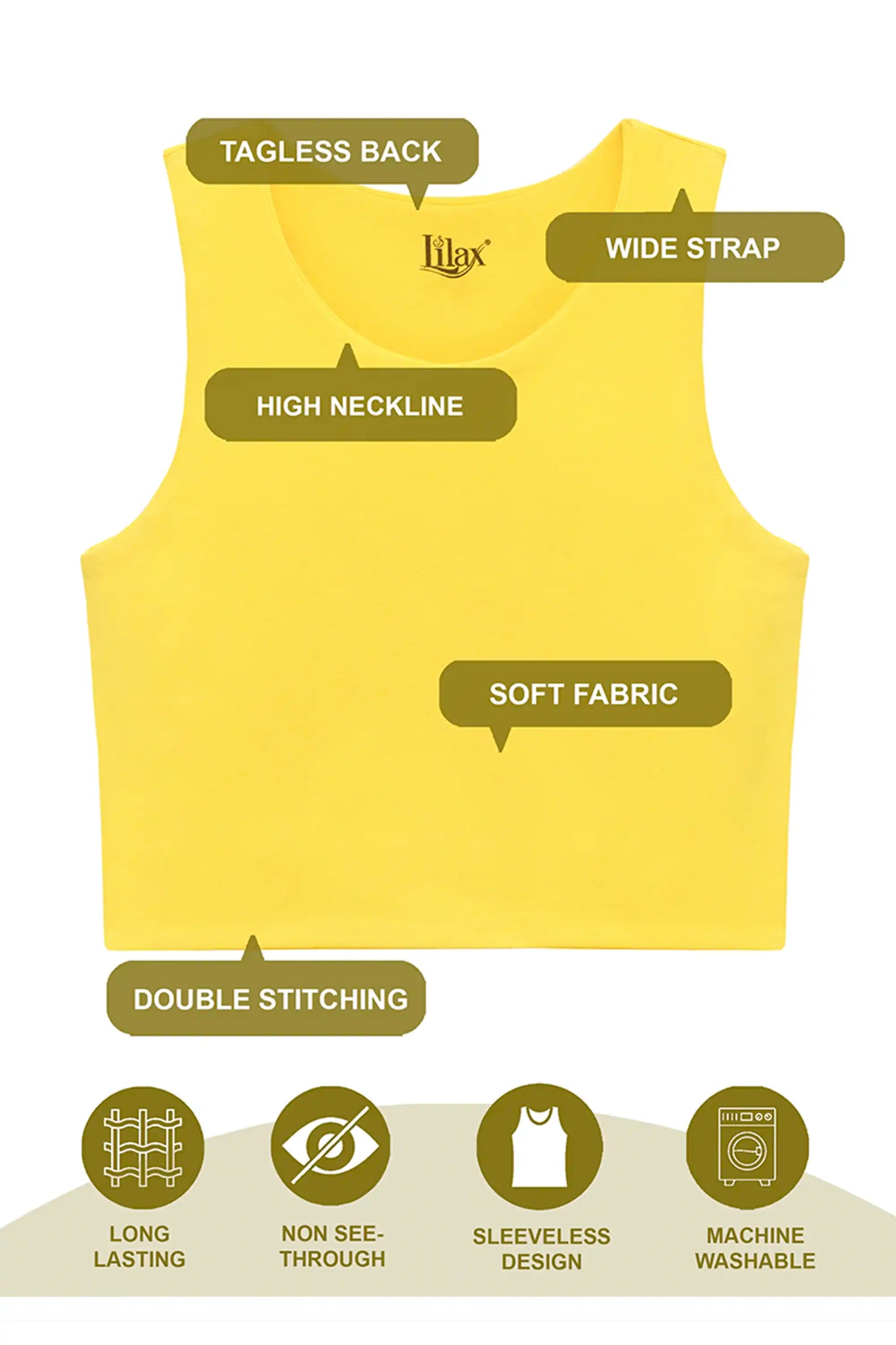 Girls' Double Lined Sleeveless Basic Crop Tank Top