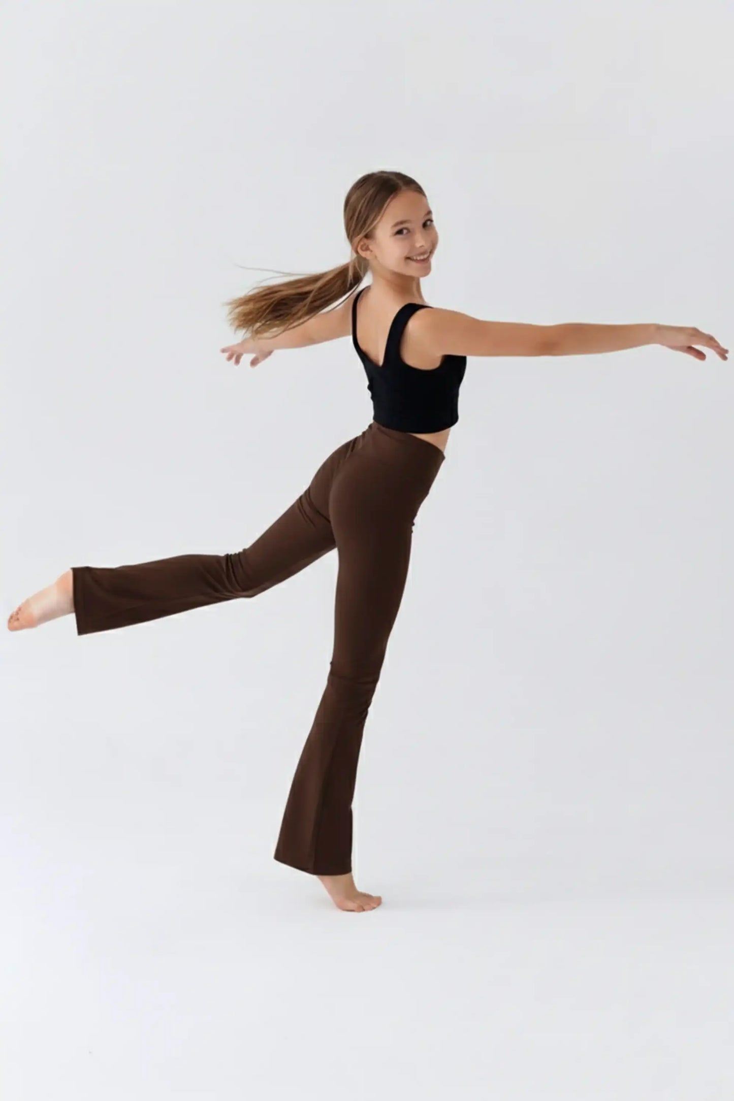 Girls Flare Leggings Dance Bottoms High Waisted Bootcut Yoga Pants
