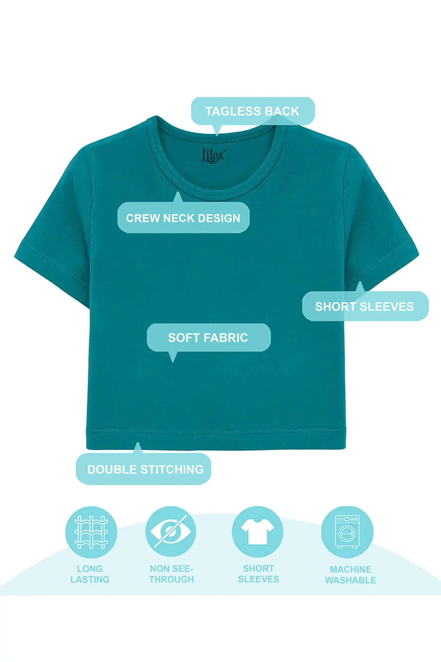 Girls Short Sleeve Crewneck Crop Top Tee