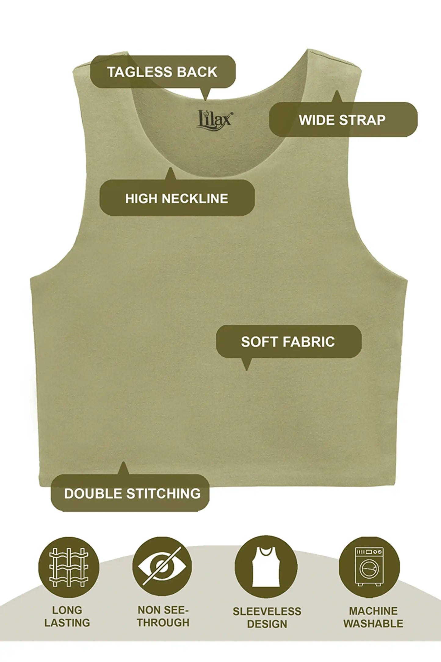 Girls' Double Lined Sleeveless Basic Crop Tank Top