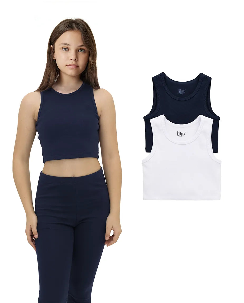 Girls 2-Pack Basic Cropped Tank Top