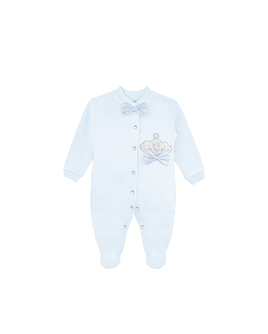 Newborn 3-Piece Cotton Jeweled Crown Layette Set