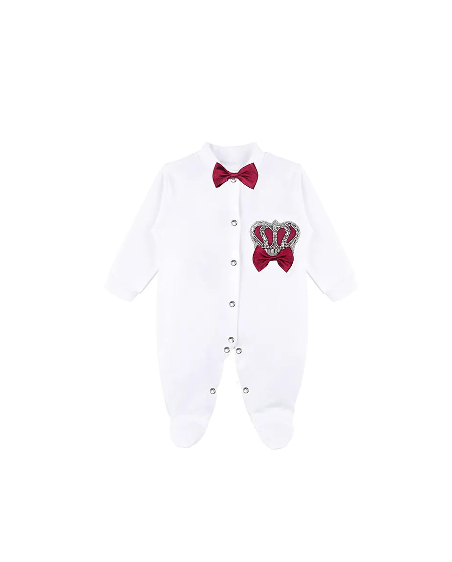 Newborn 3-Piece Cotton Jeweled Crown Layette Set