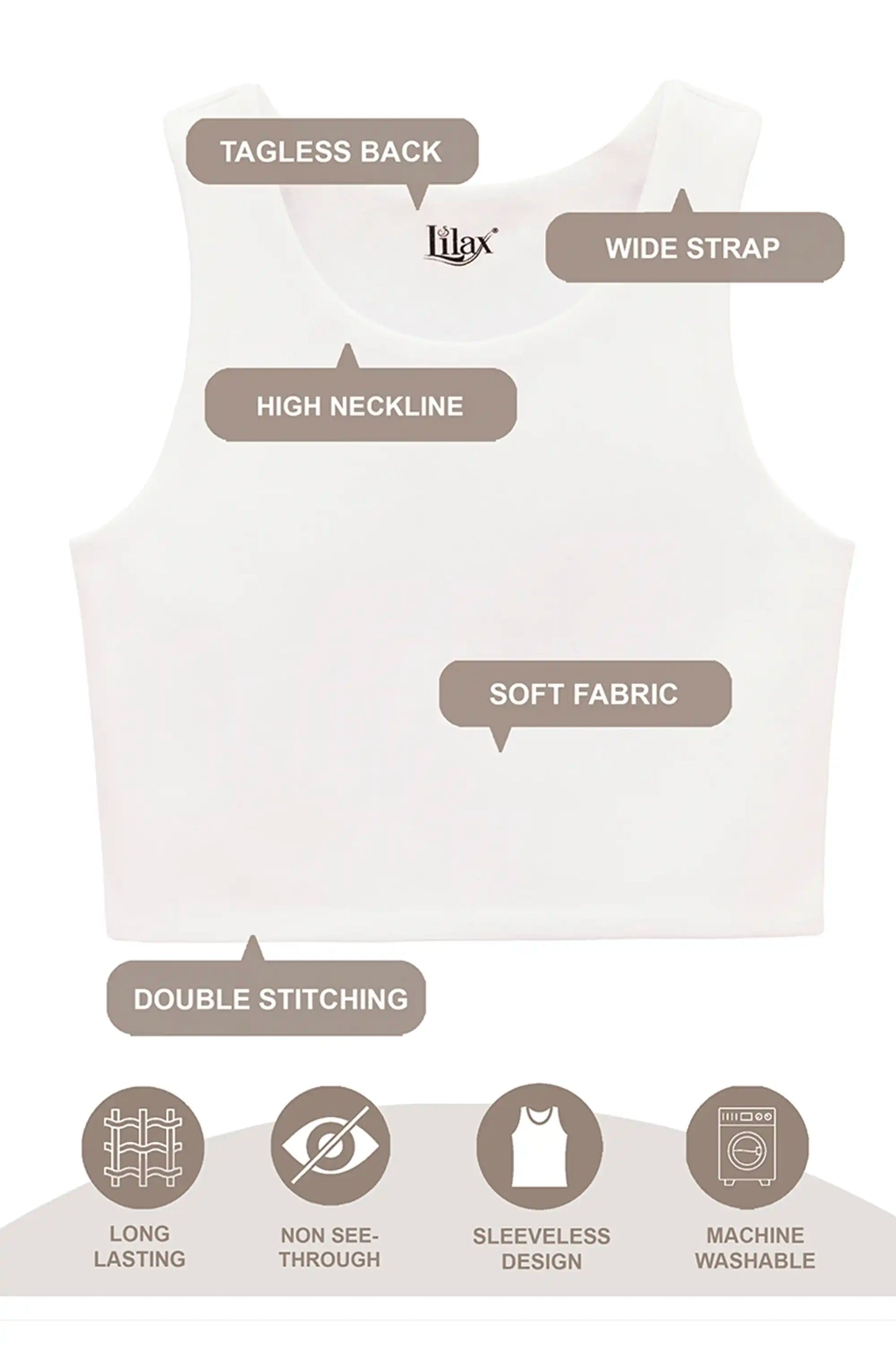 Girls' Double Lined Sleeveless Basic Crop Tank Top