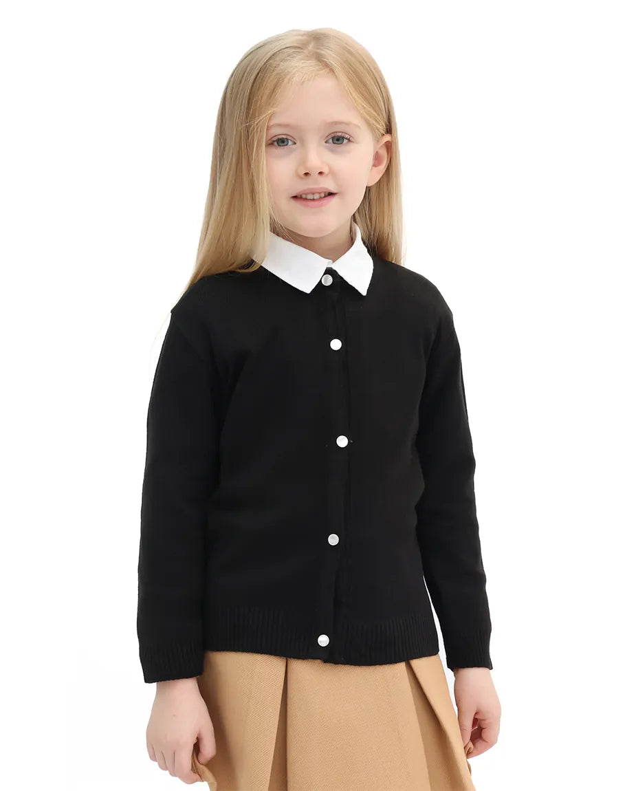 Girls Knit Pearl Buttoned Cardigan Sweater