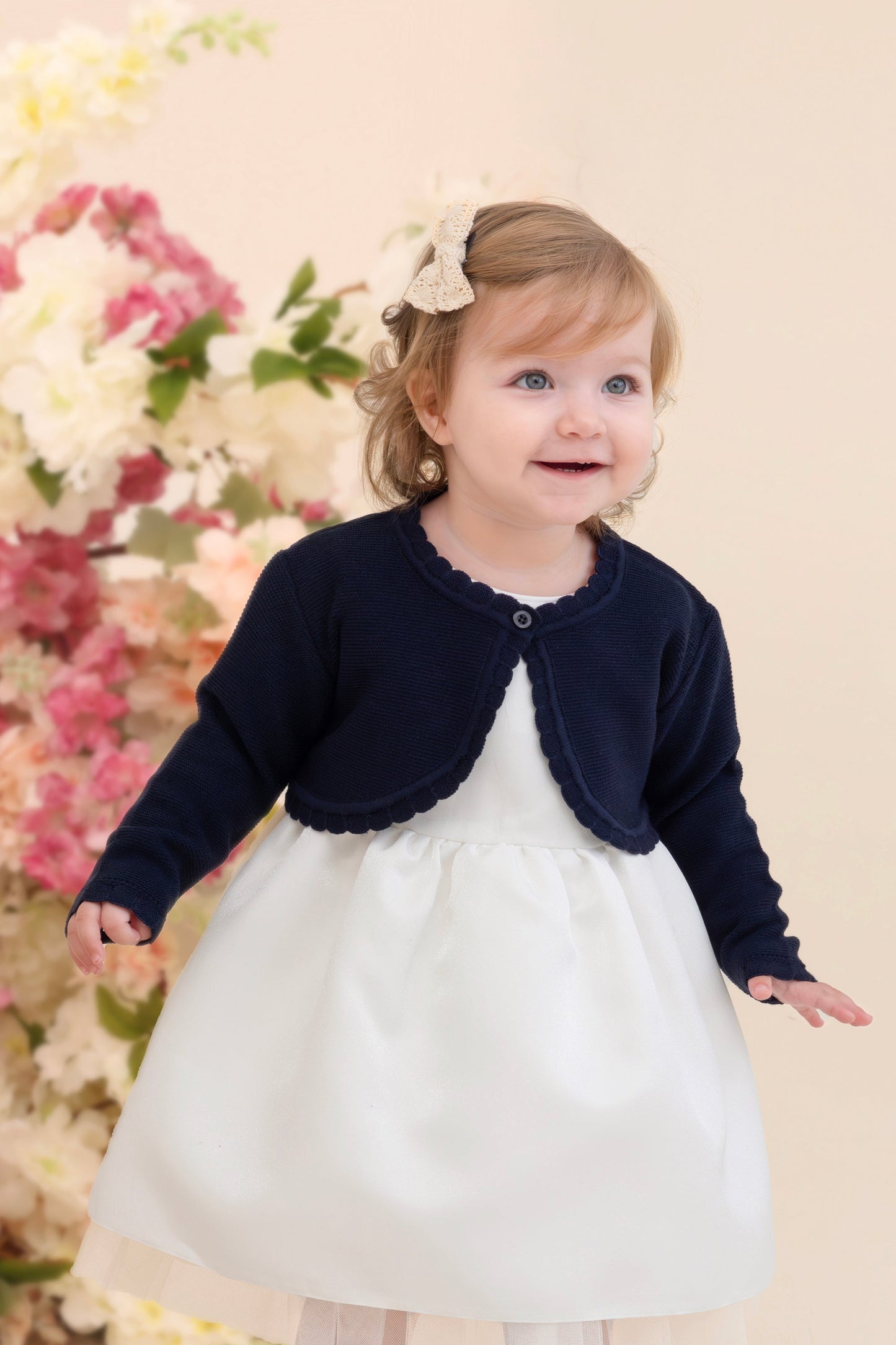 Baby Girls' Long Sleeve Knit Button Closure Bolero Shrug
