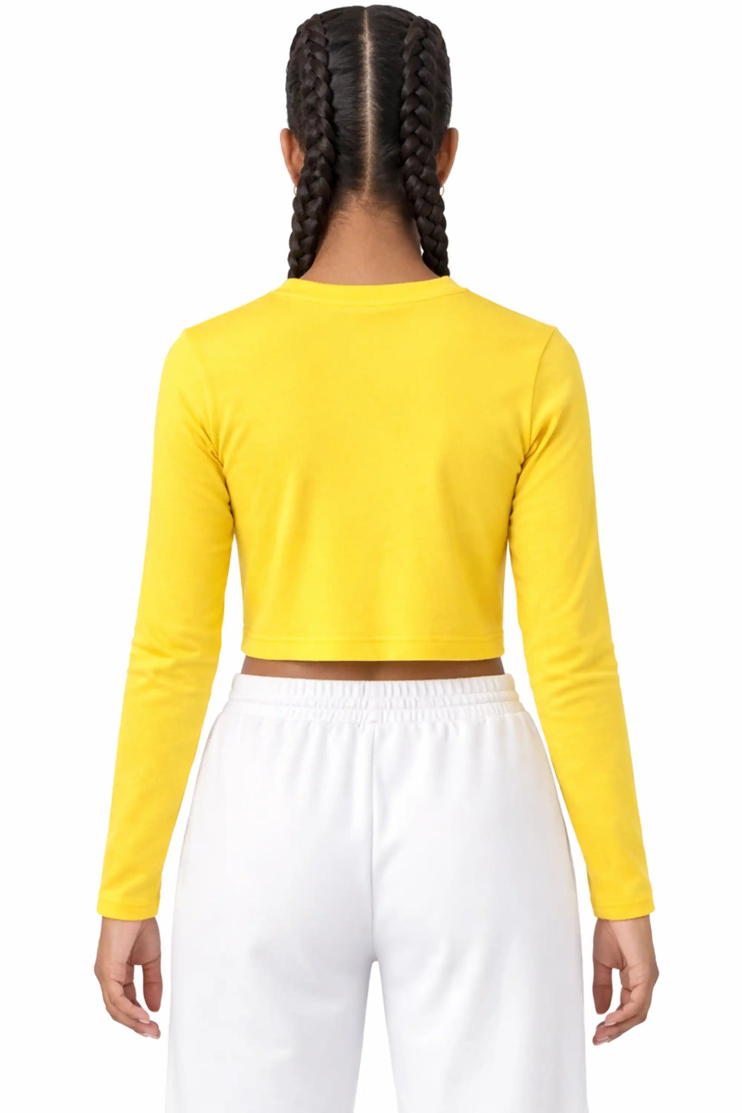 Girls' Long Sleeve Crop Top – Soft Cotton, 4-Way Stretch, Breathable Everyday Tee