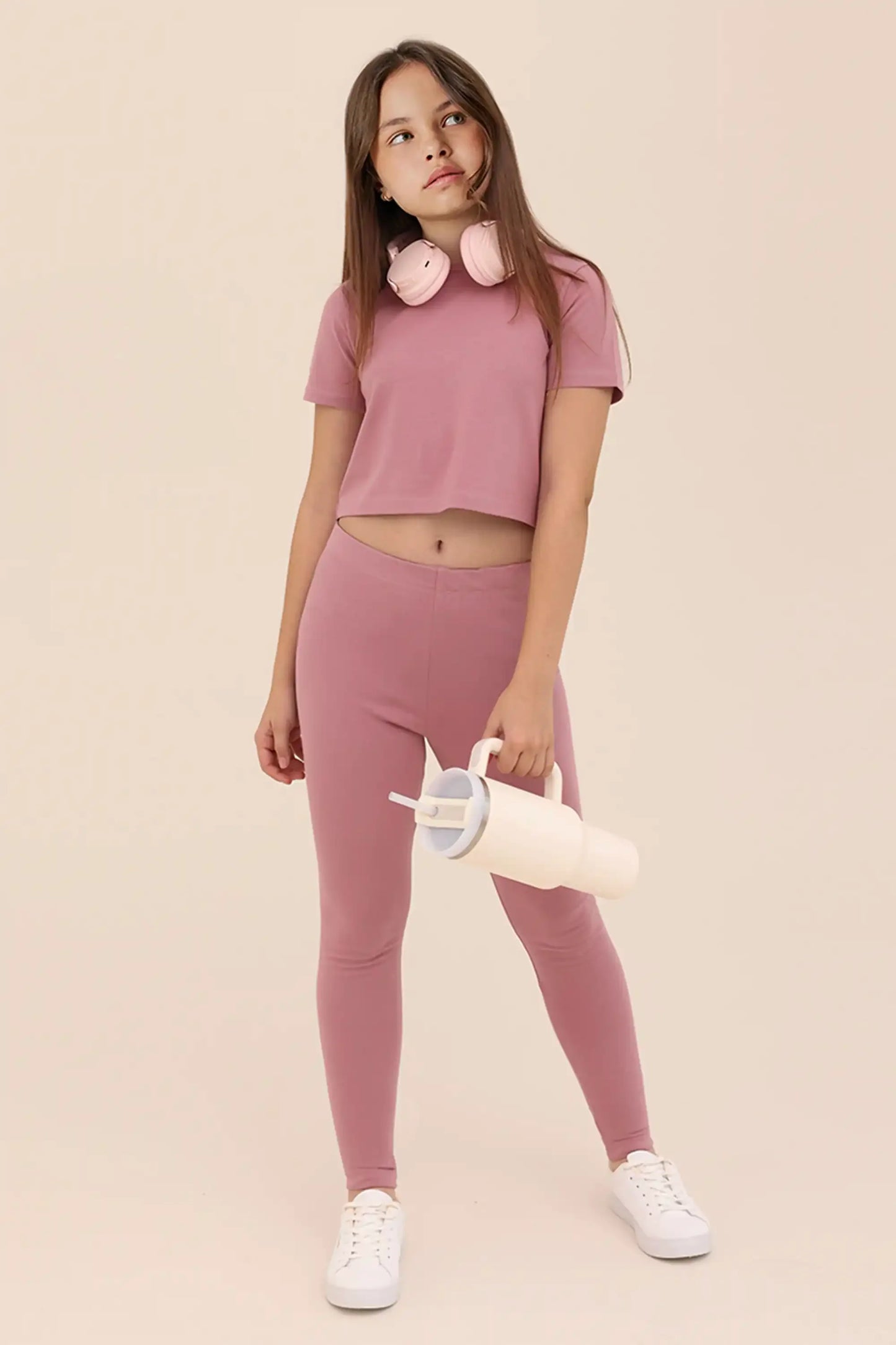 Girls Short Sleeve Crewneck Crop Top Tee