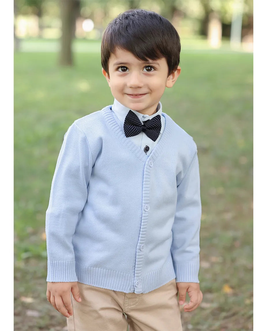 V-Neck Cardigan Sweater for Boys - Featuring Button Closure, Toddler to Youth