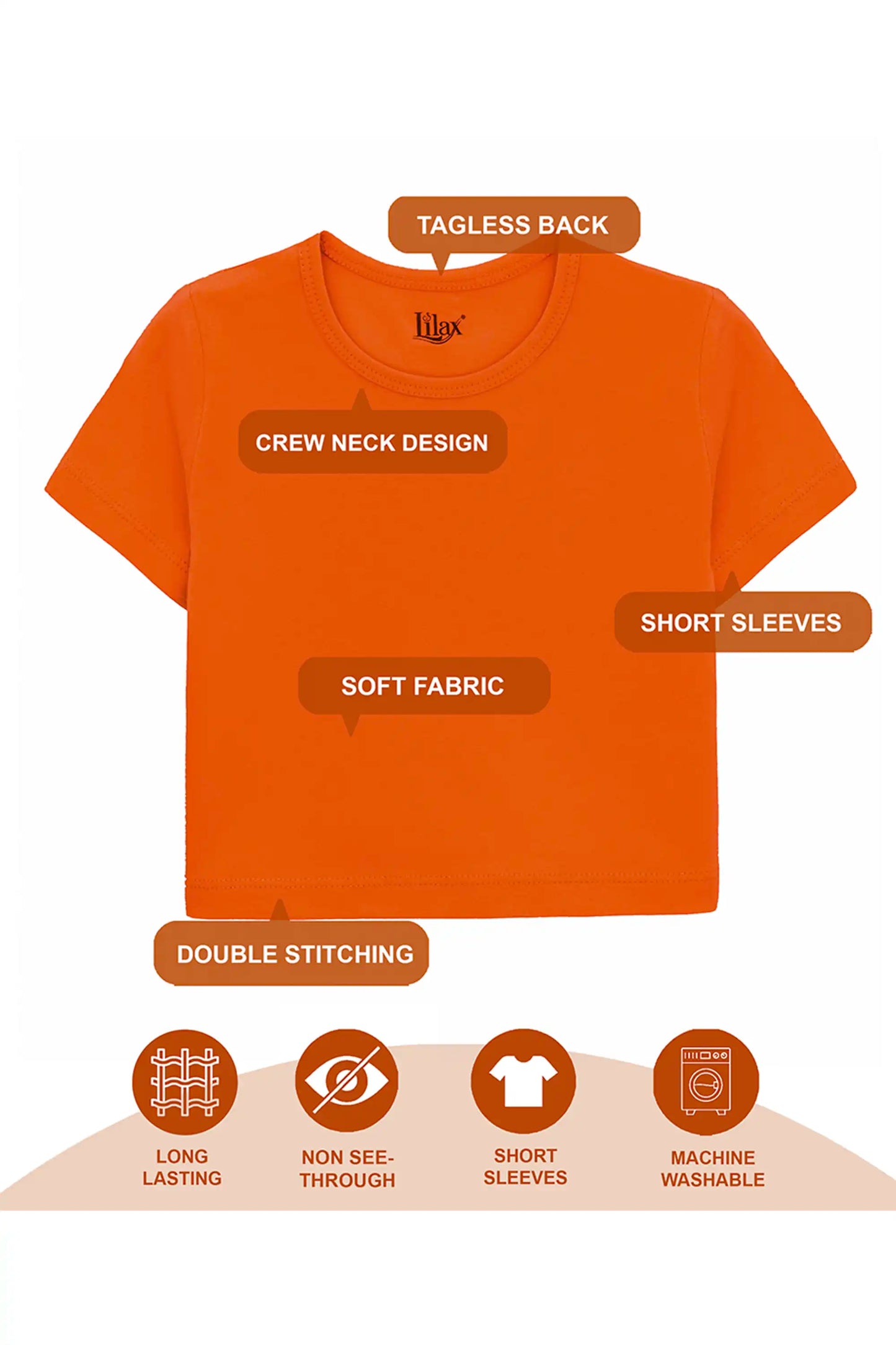 Girls Short Sleeve Crewneck Crop Top Tee