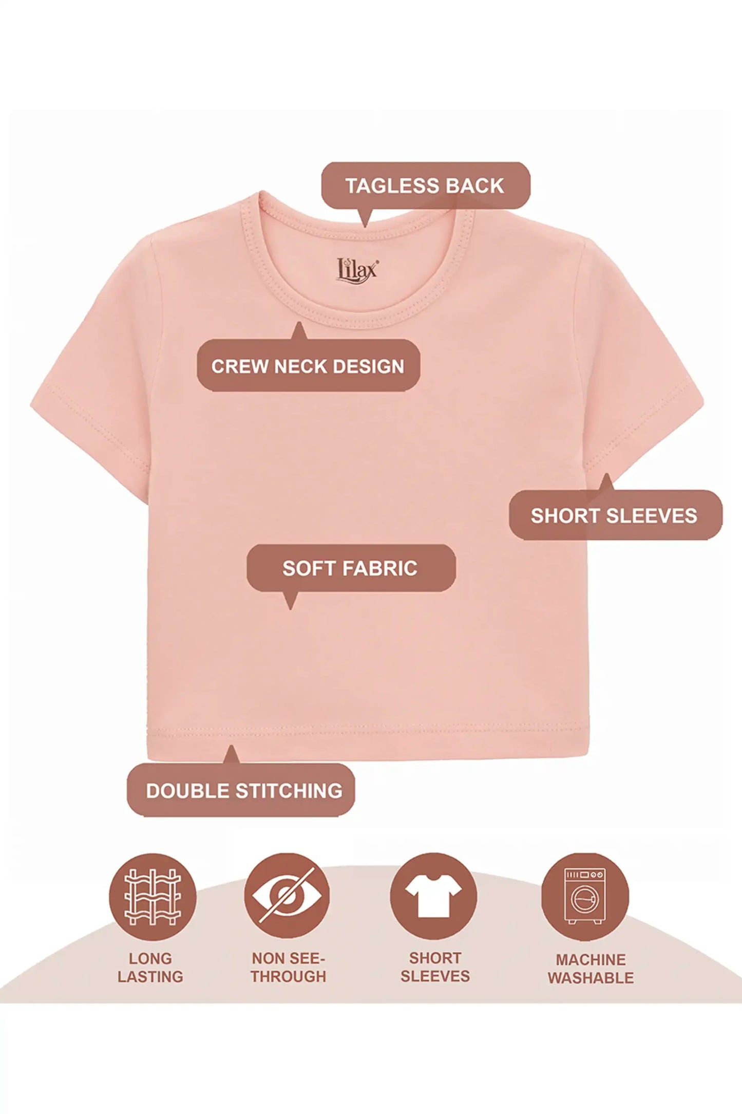 Girls Short Sleeve Crewneck Crop Top Tee