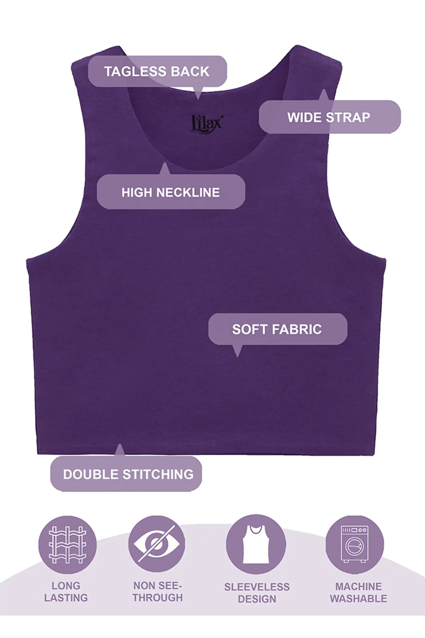 Girls' Double Lined Sleeveless Basic Crop Tank Top