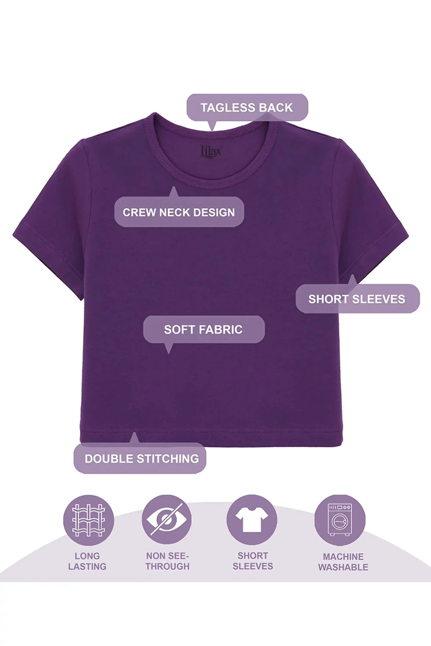 Girls Short Sleeve Crewneck Crop Top Tee