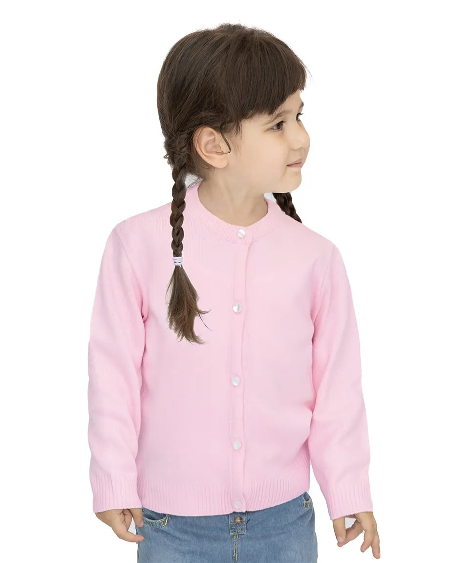 Girls Knit Pearl Buttoned Cardigan Sweater