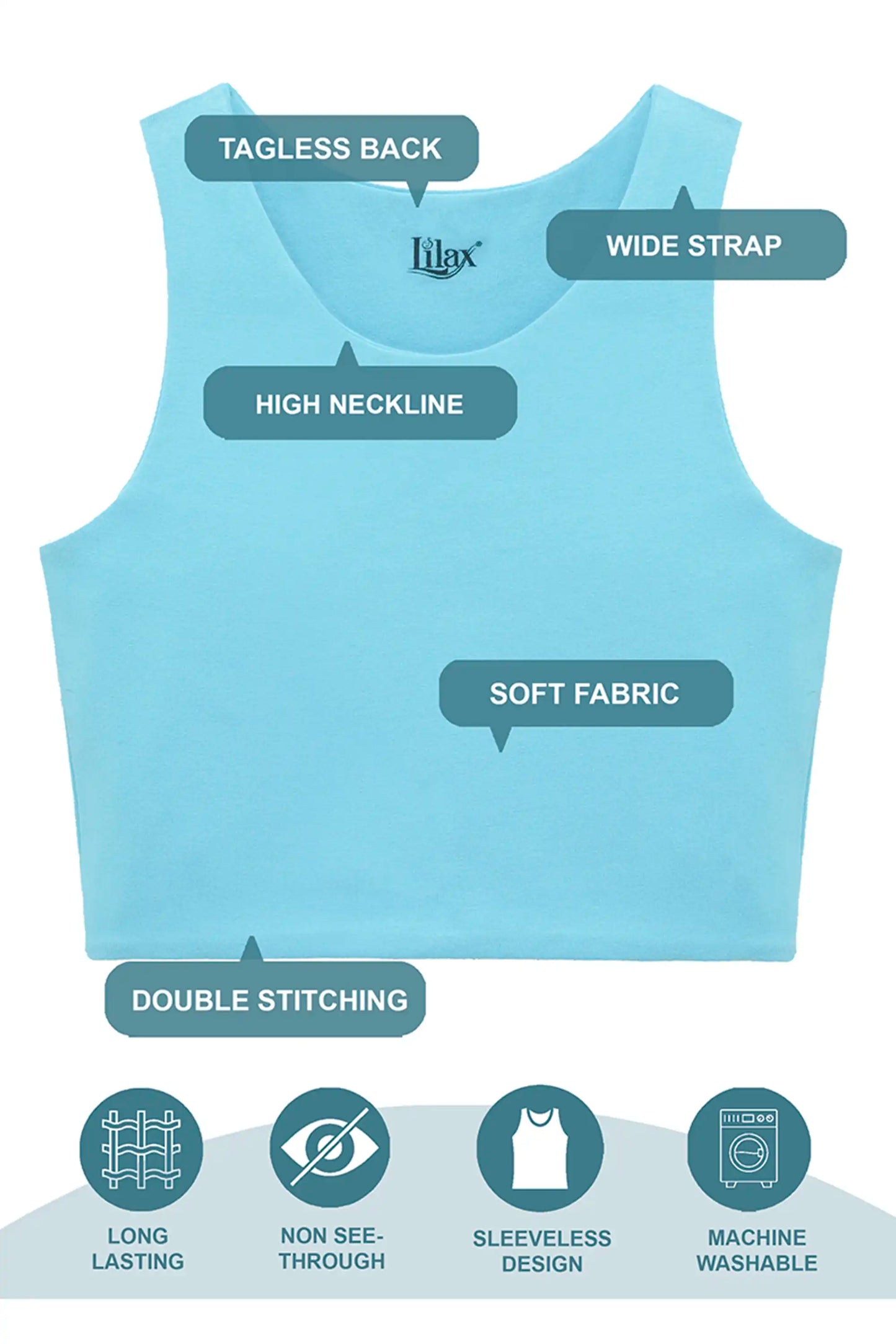 Girls' Double Lined Sleeveless Basic Crop Tank Top