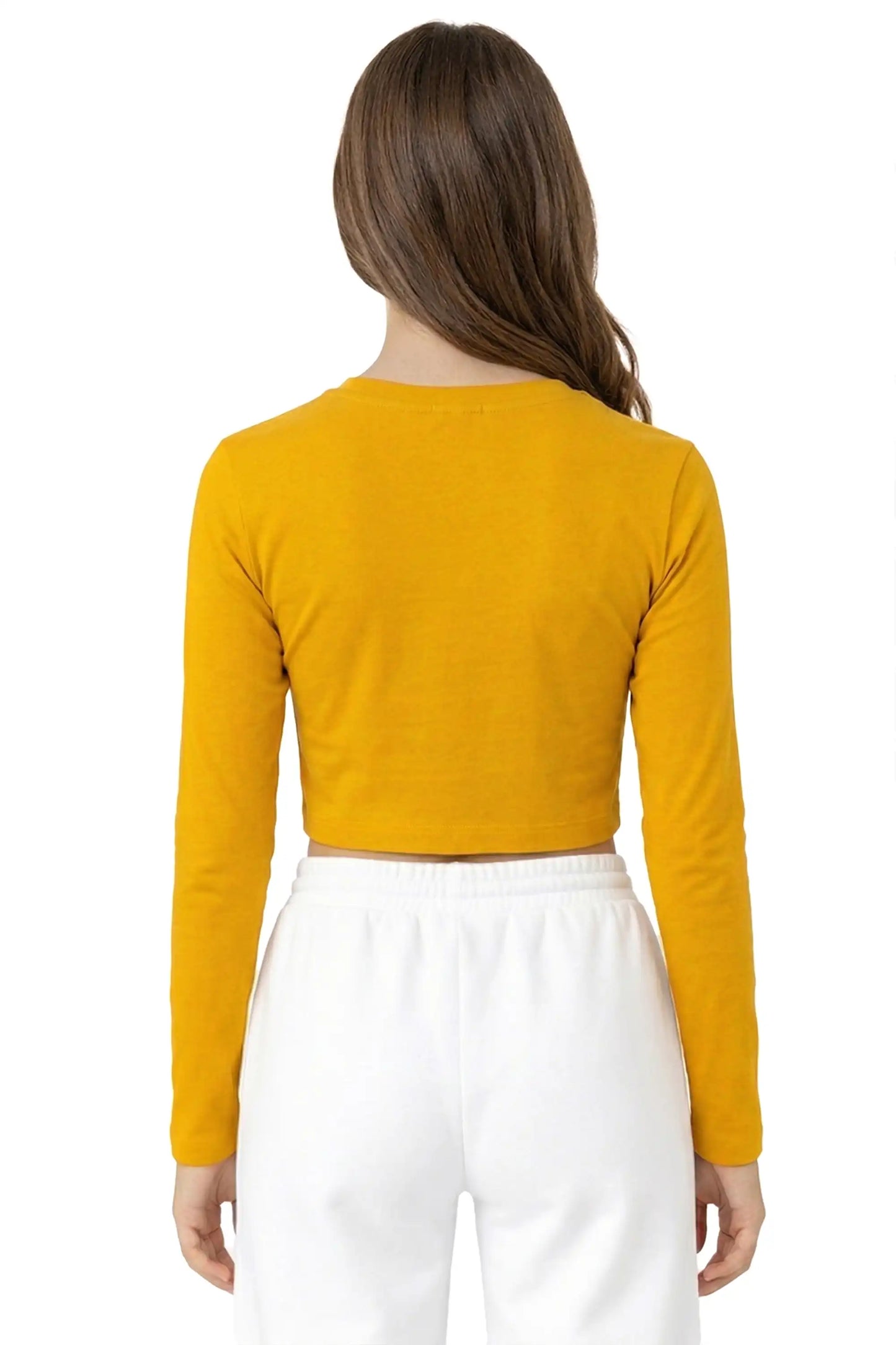 Girls' Long Sleeve Crop Top – Soft Cotton, 4-Way Stretch, Breathable Everyday Tee