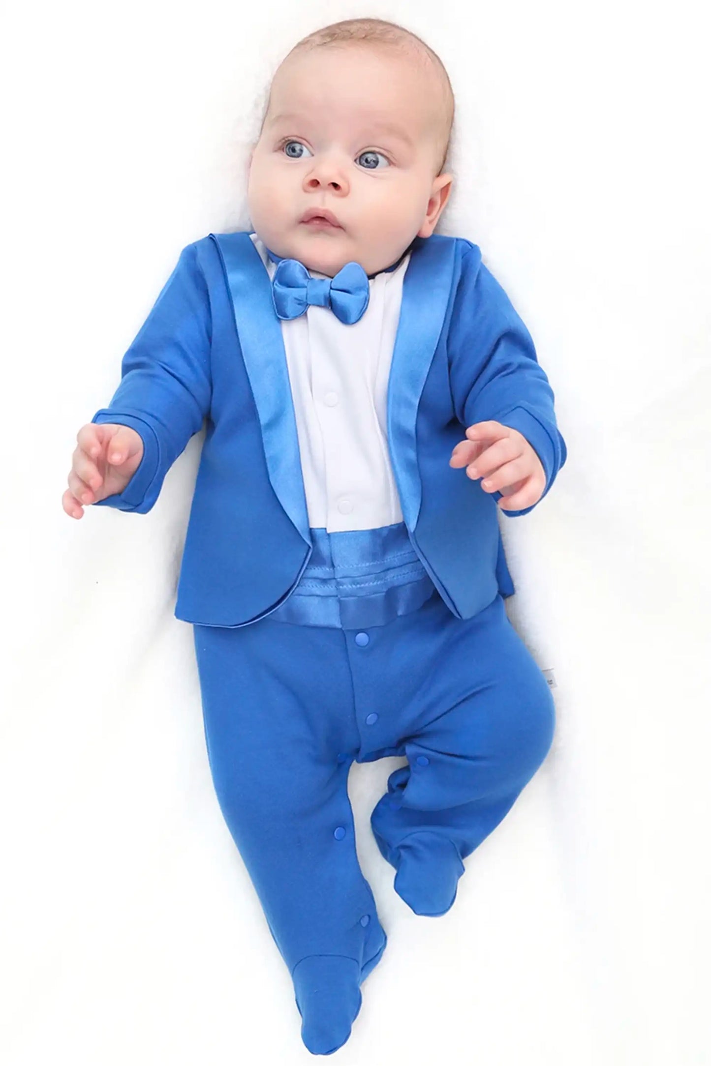 Baby Boy Footie Tuxedo Outfit with Bow Tie for Christmas Holidays - The Perfect Gentleman Look