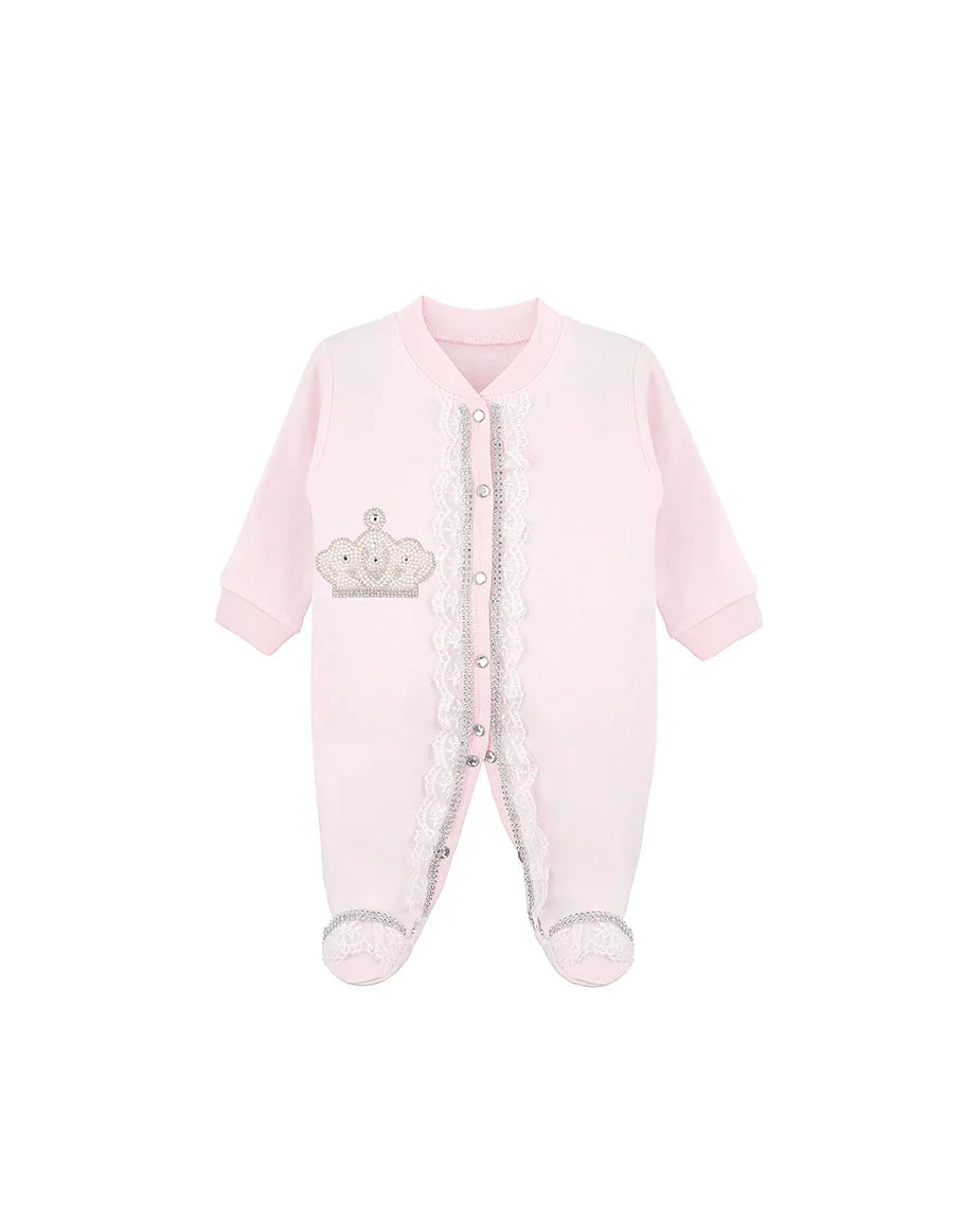 Jeweled Crown Layette Gift Set for Baby Girls: 3 Pieces
