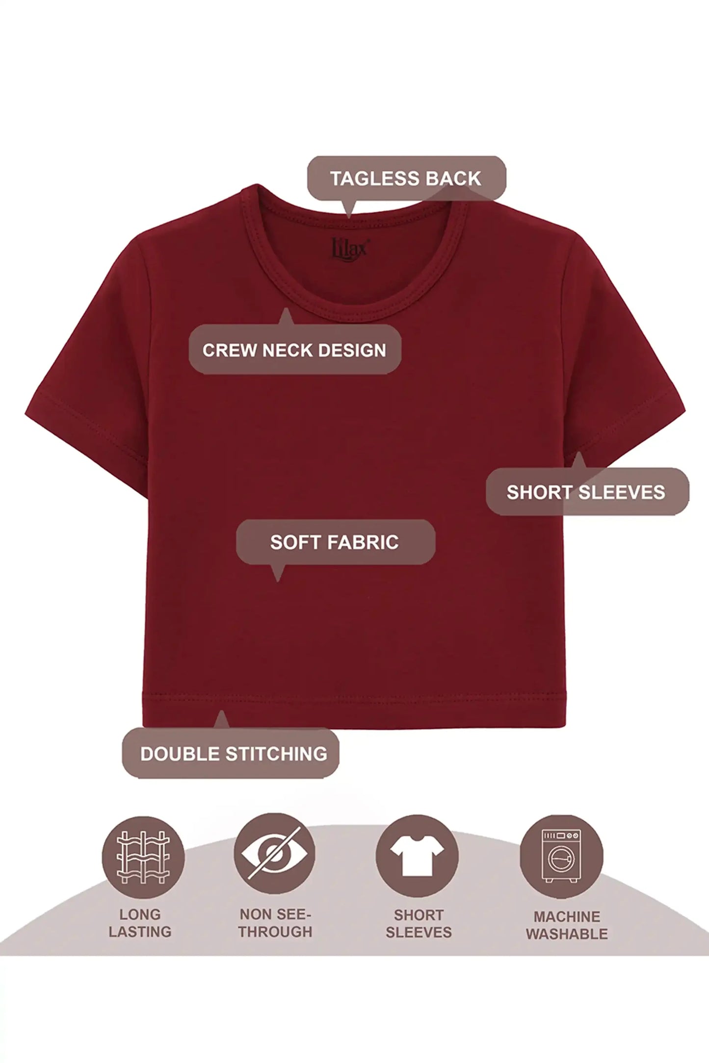 Girls Short Sleeve Crewneck Crop Top Tee