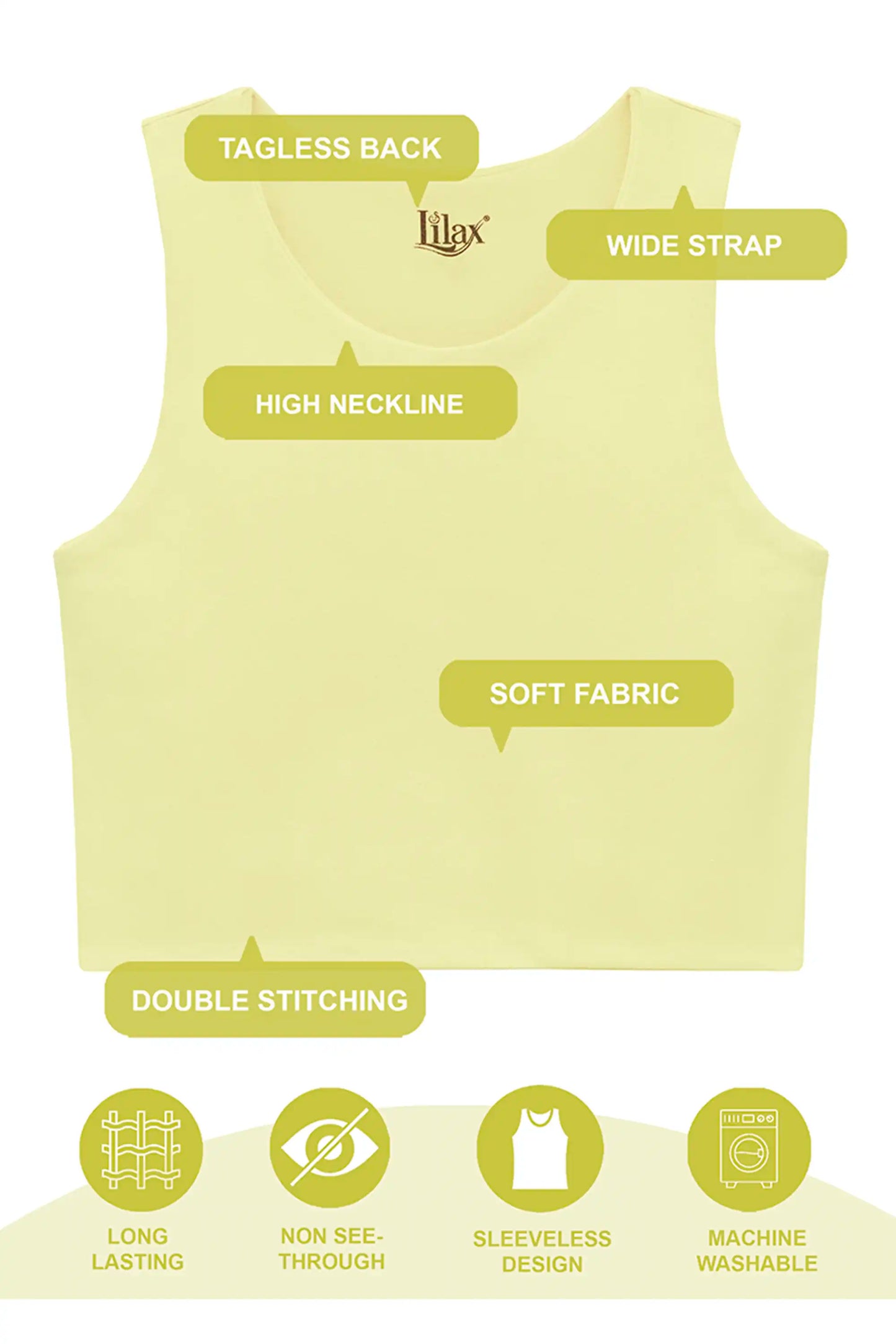 Girls' Double Lined Sleeveless Basic Crop Tank Top