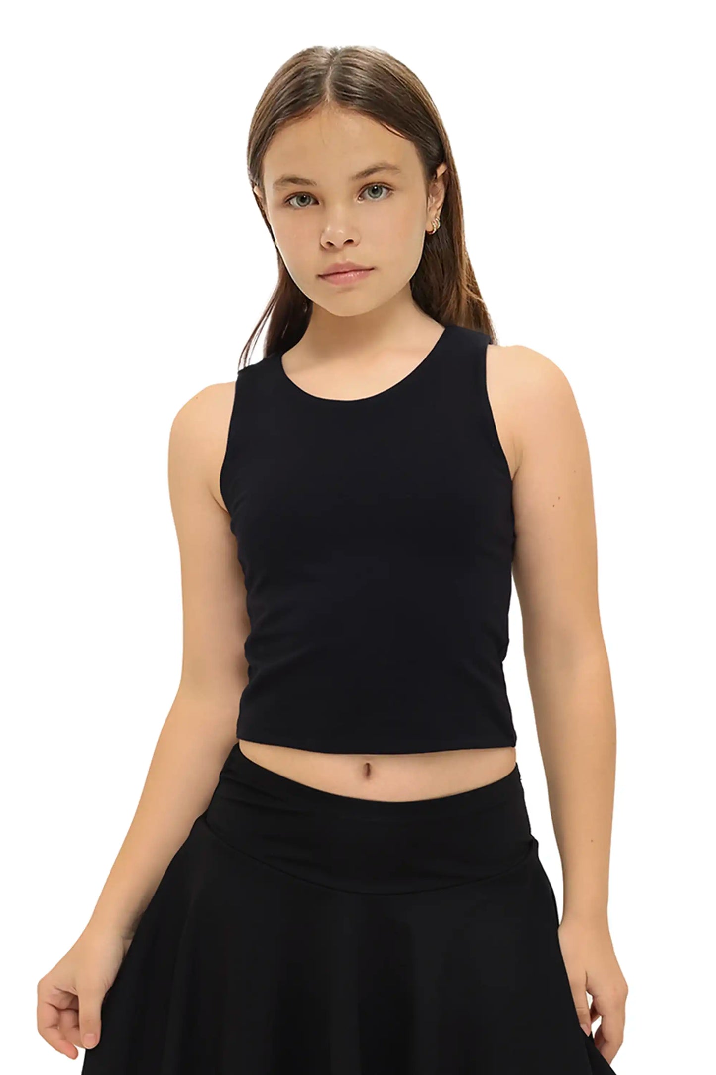 Girls' Double Lined Sleeveless Basic Crop Tank Top