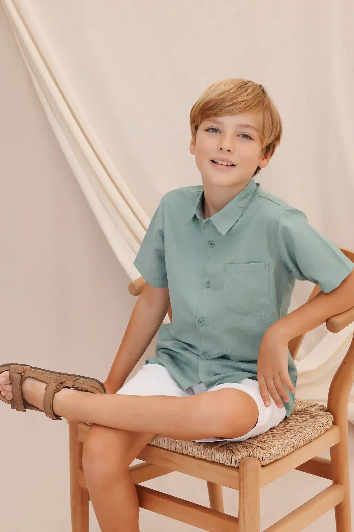 Boys' Button Down Shirt Solid Short Sleeve Classic Solid Oxford Dress Shirt