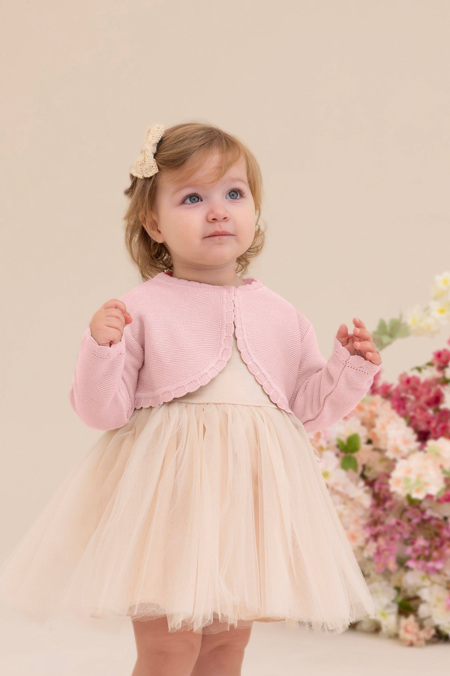 Baby Girls' Long Sleeve Knit Button Closure Bolero Shrug