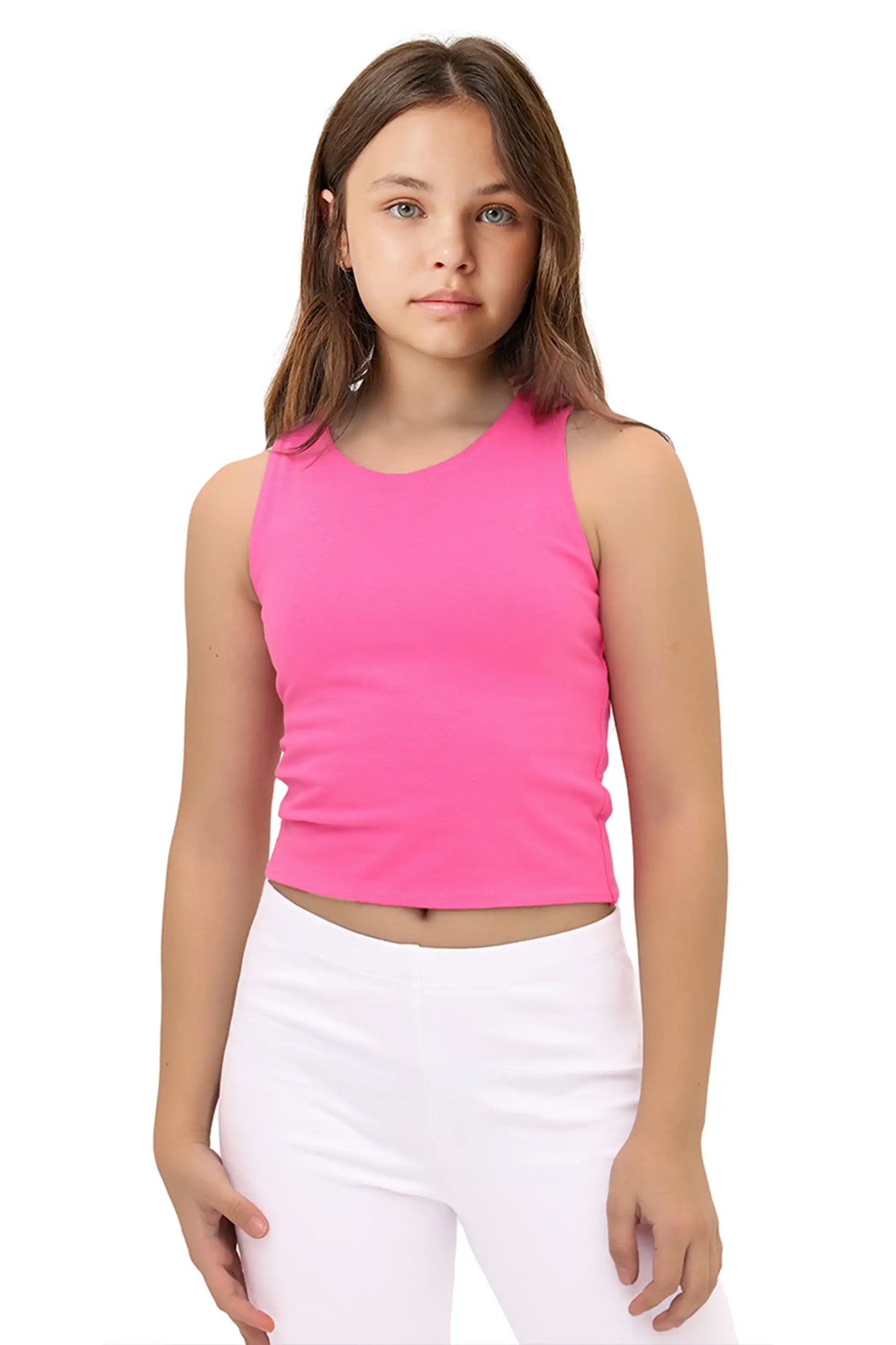 Girls' Double Lined Sleeveless Basic Crop Tank Top