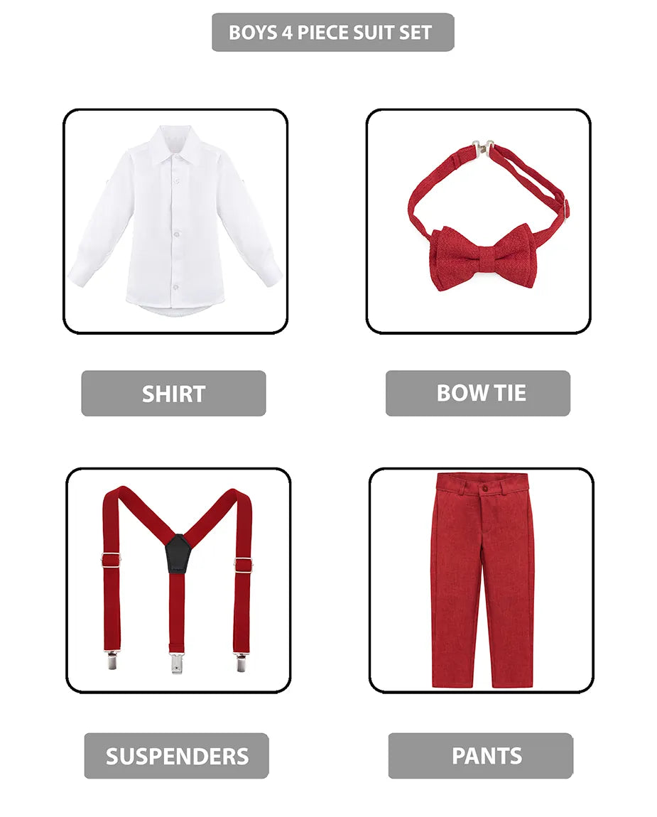 Boys Formal Slim Fit 4 Piece Pant Set