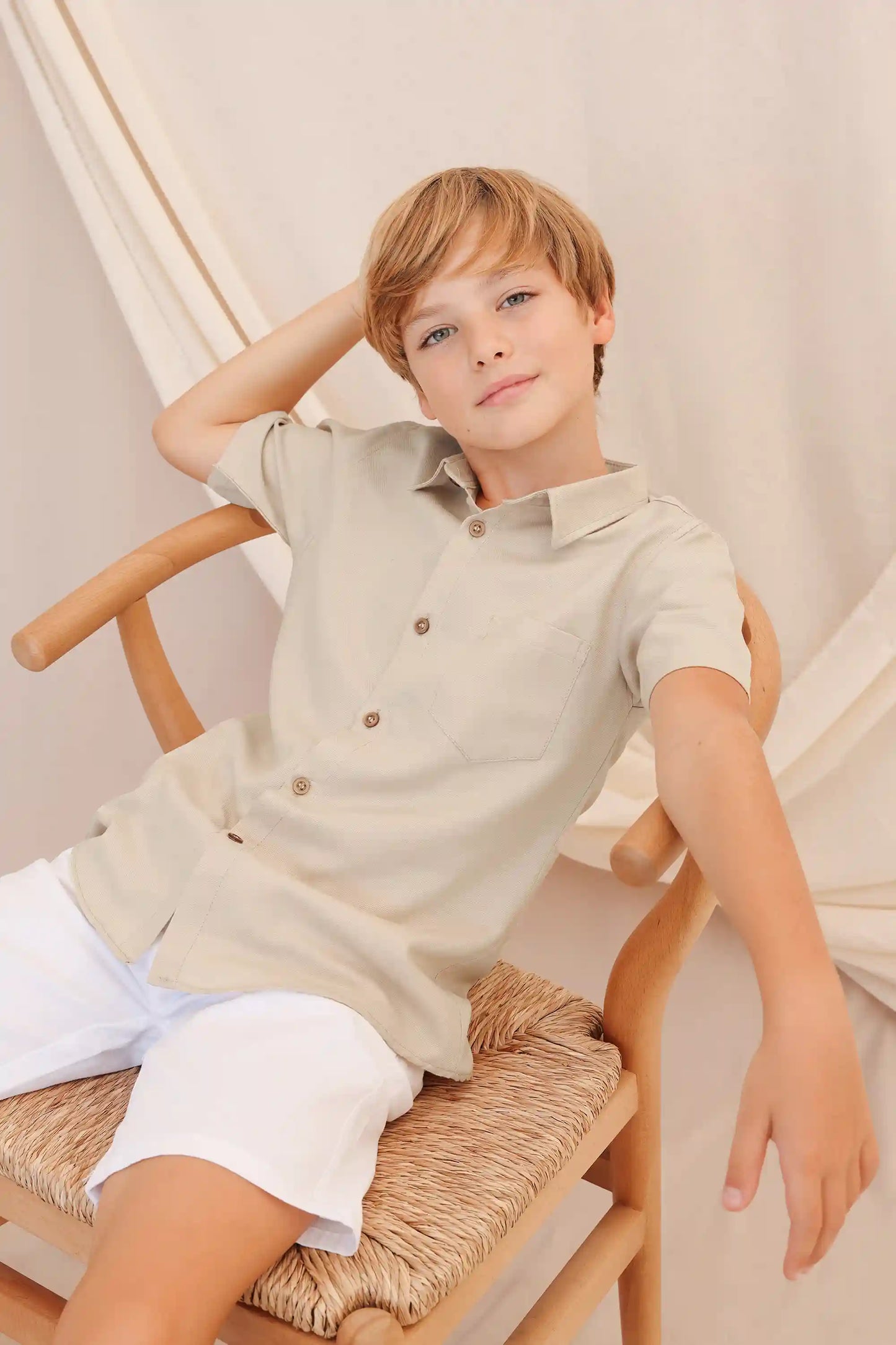 Boys' Button Down Shirt Solid Short Sleeve Classic Solid Oxford Dress Shirt