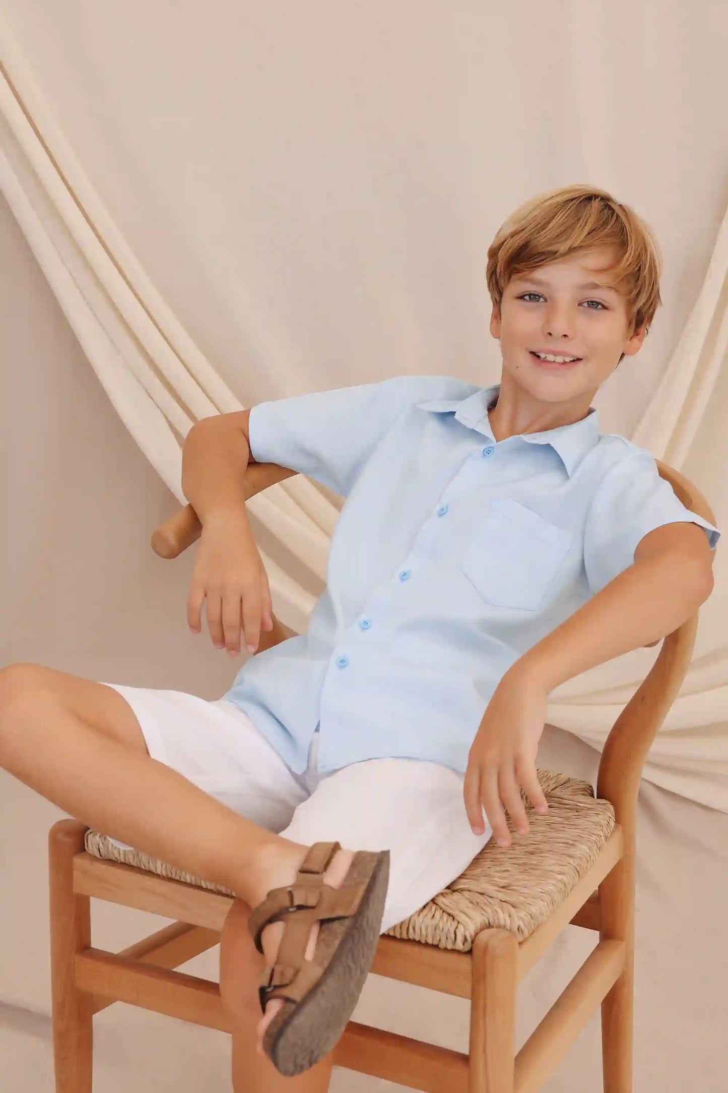 Boys' Button Down Shirt Solid Short Sleeve Classic Solid Oxford Dress Shirt