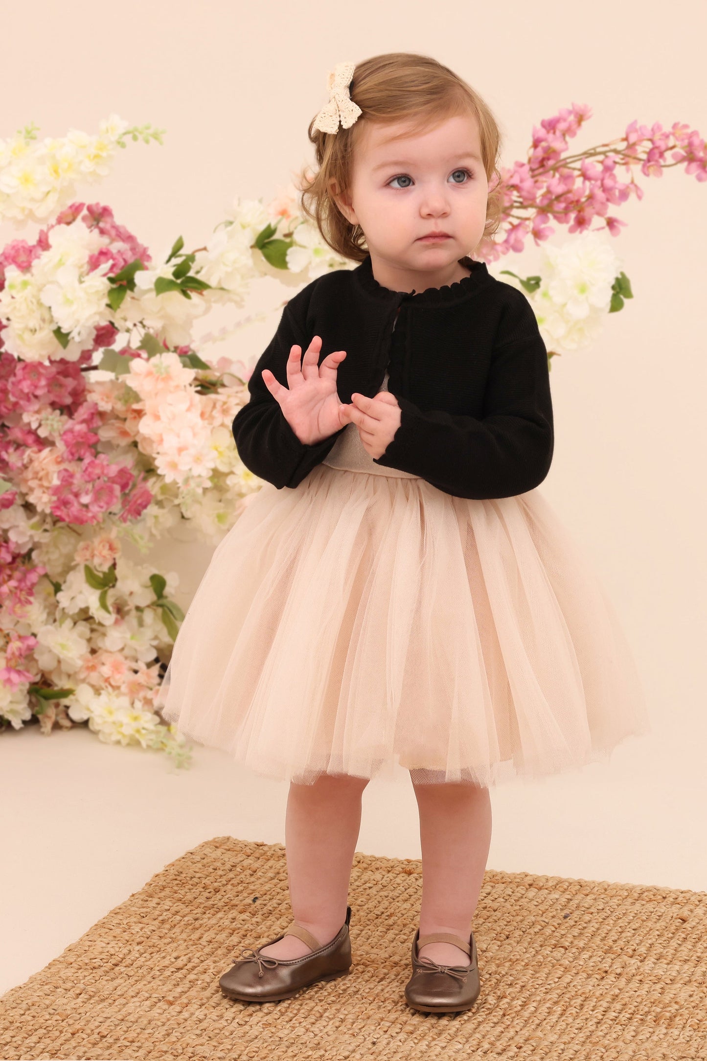 Baby Girls' Long Sleeve Knit Button Closure Bolero Shrug