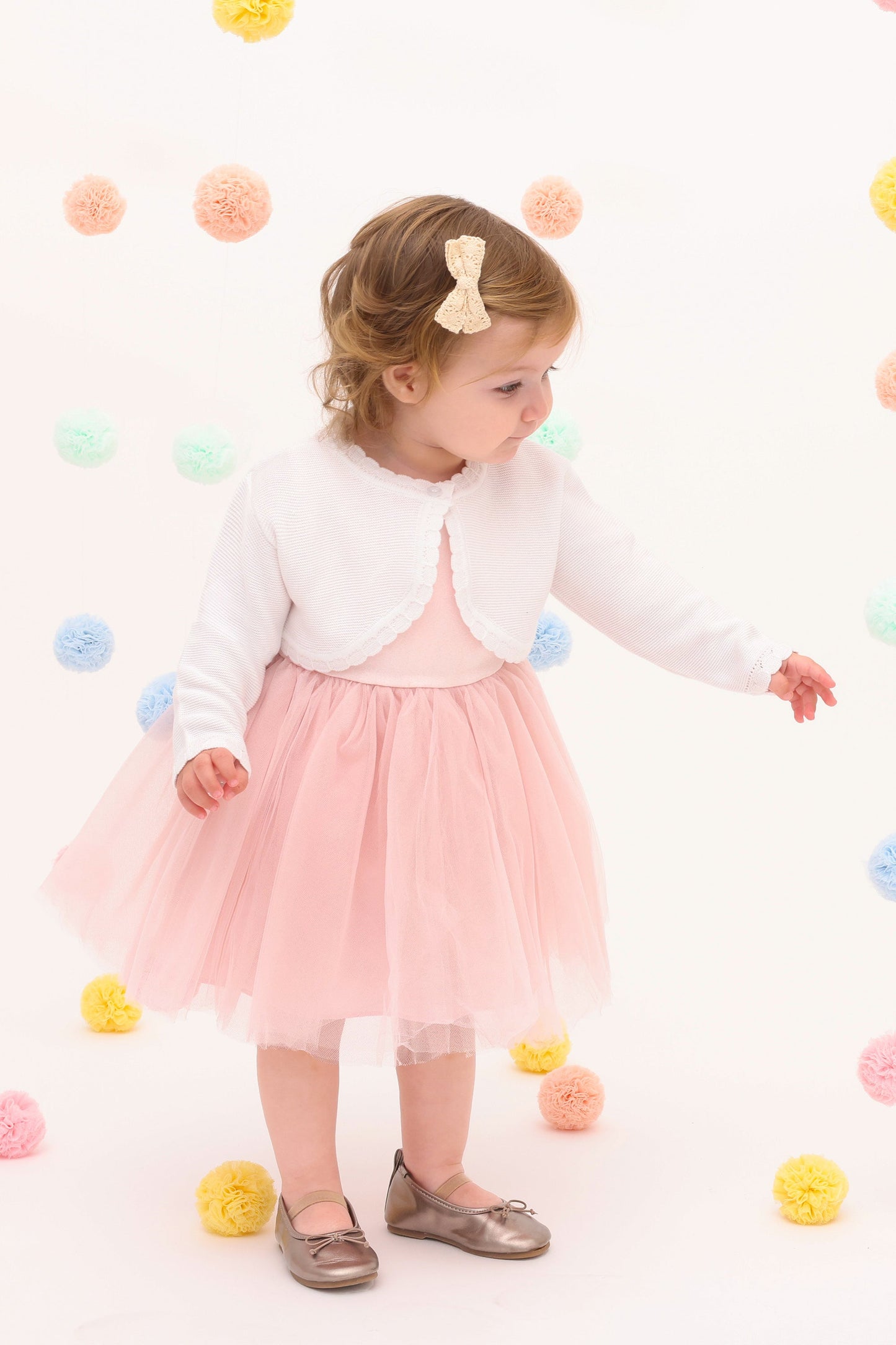 Baby Girls' Long Sleeve Knit Button Closure Bolero Shrug